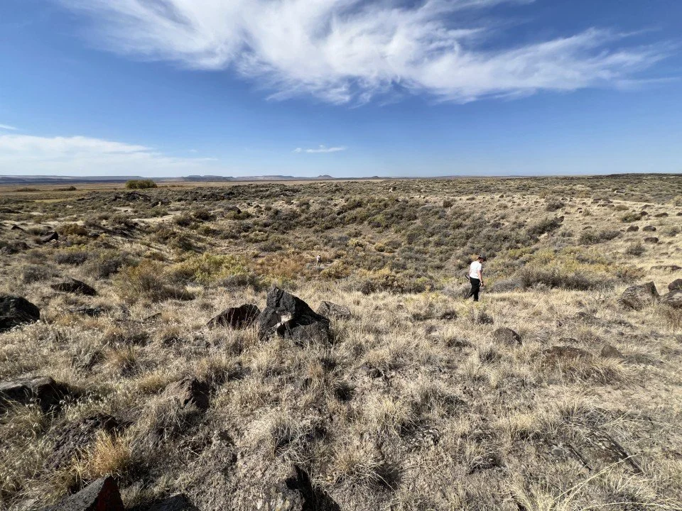  Looking for features at the bottom of Dry Maar. 