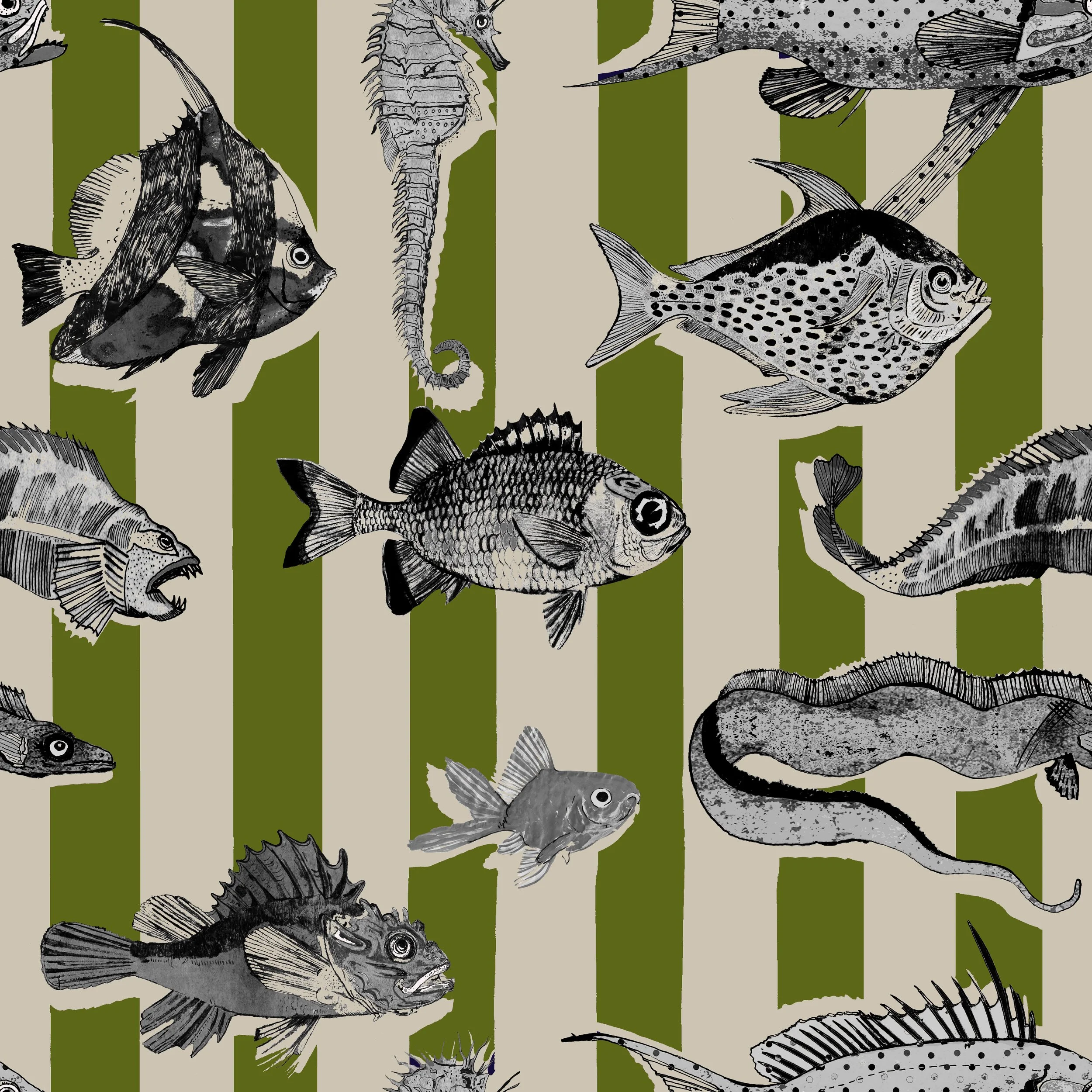 STRIPE FISH_OLIVE_UW-GRMP-06_52X52CM.jpg
