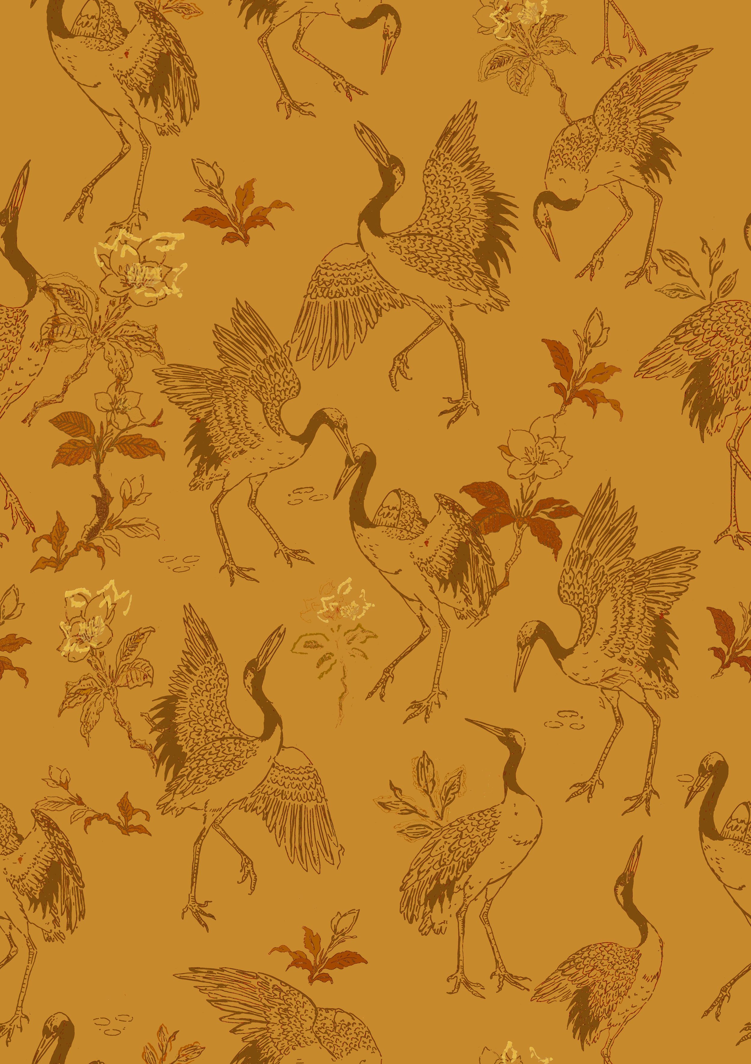 WW-CRNE-06_DancingCranes_Mustard_52x73cm-2.JPG