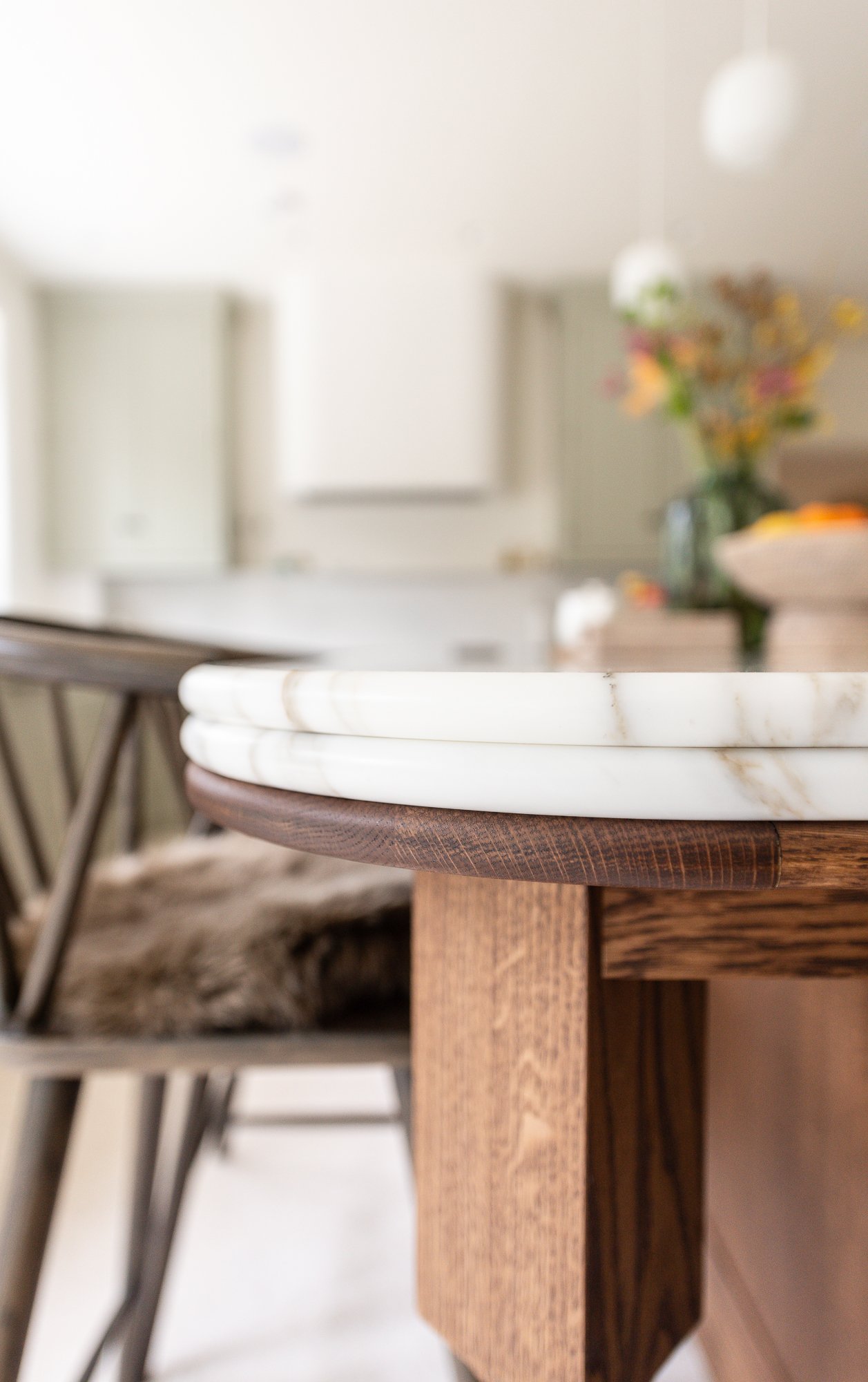 Herringbone House Marble and stained oak