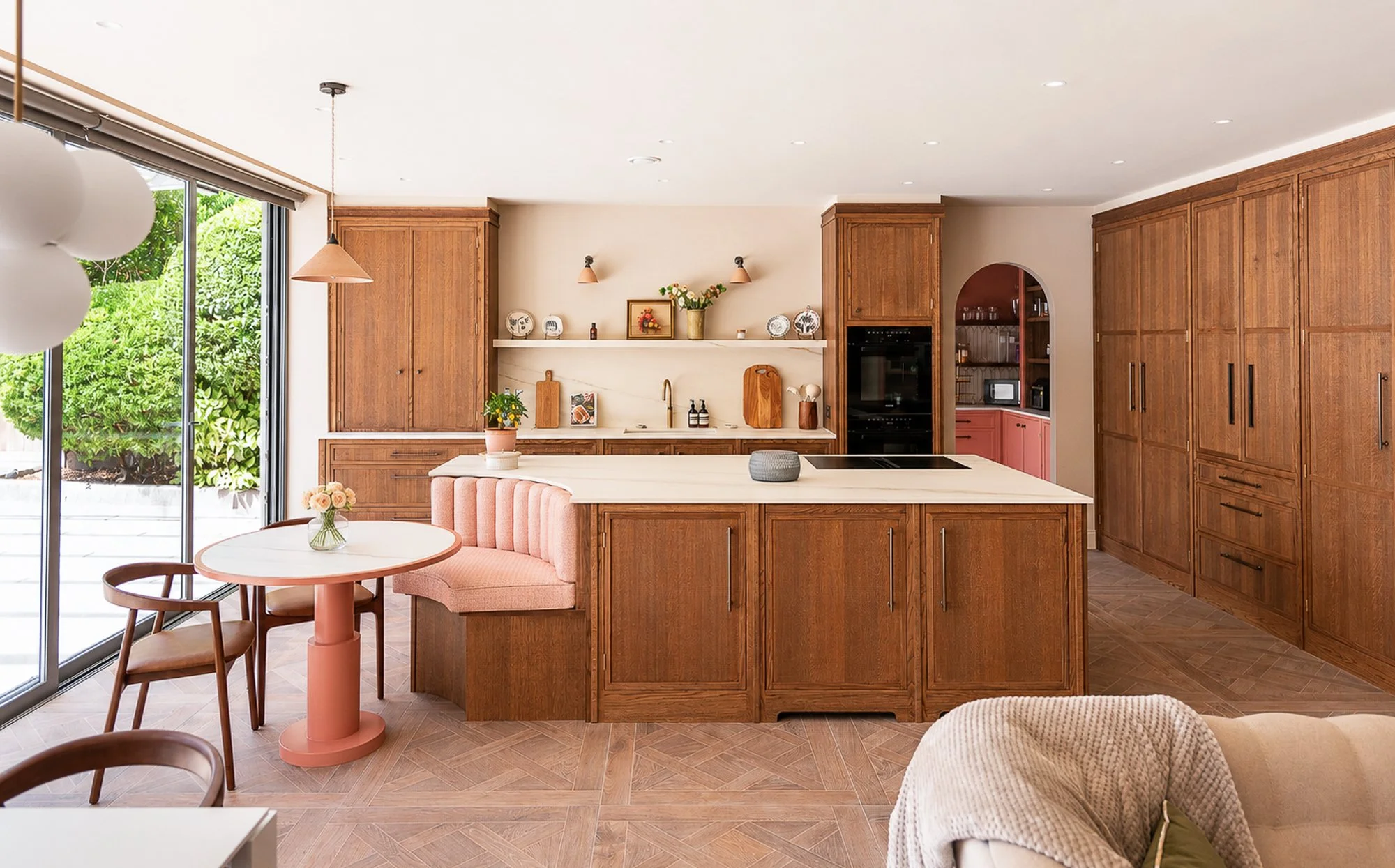 Wooden Kitchen Stained Oak and Pink