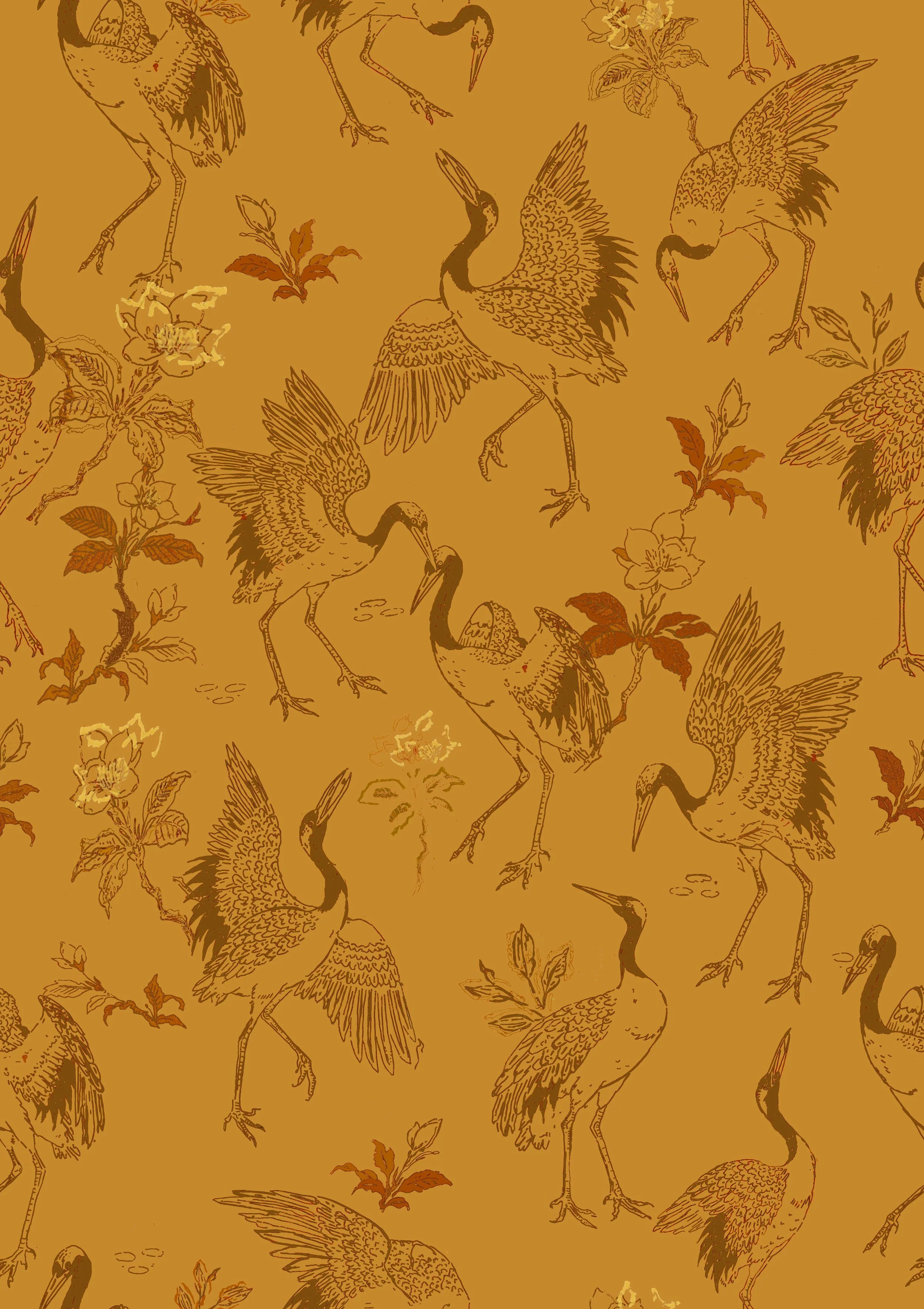 Dancing Cranes Fabric