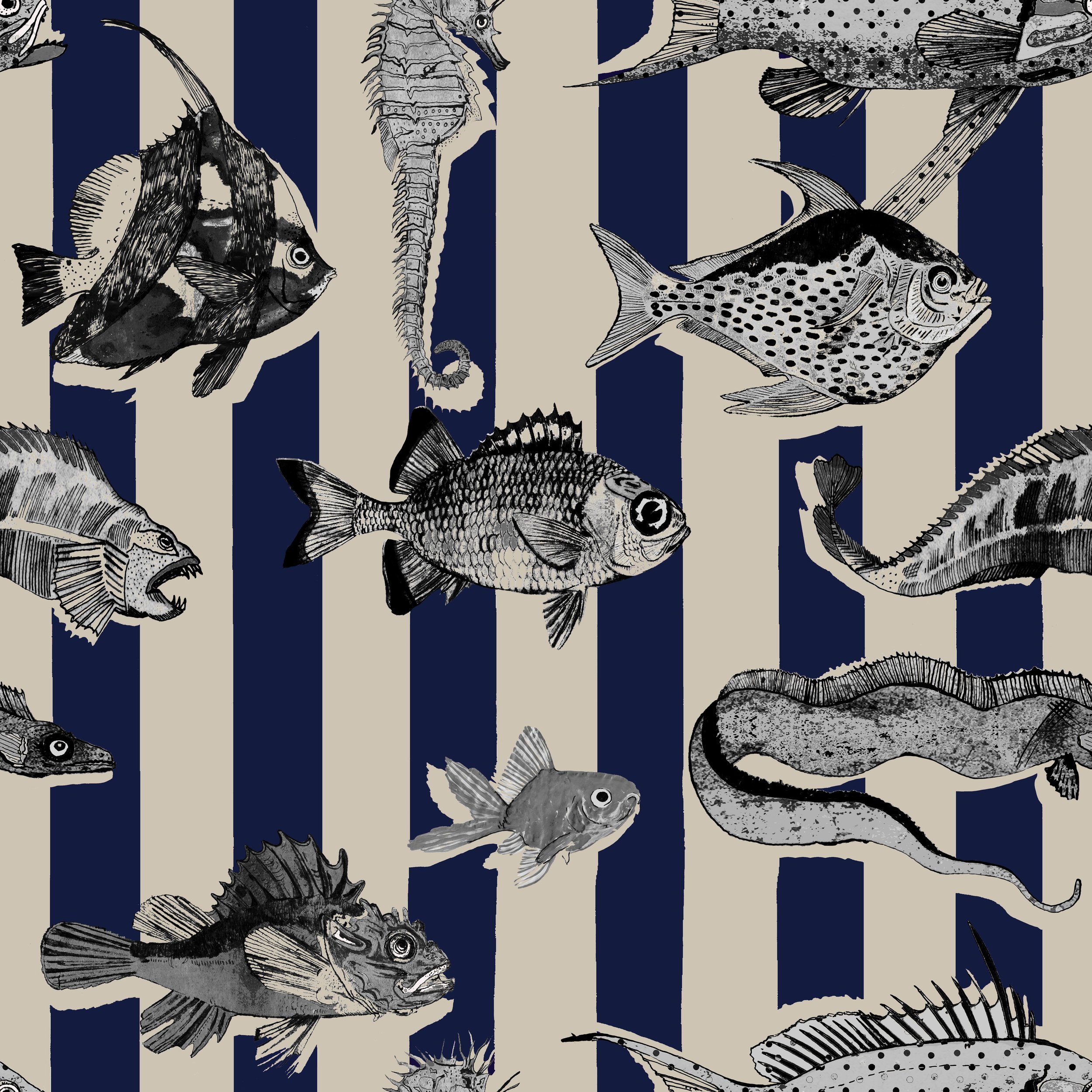 striped fish_NAVY blue stripe_UW-GRMP-10_52x52cm.jpg