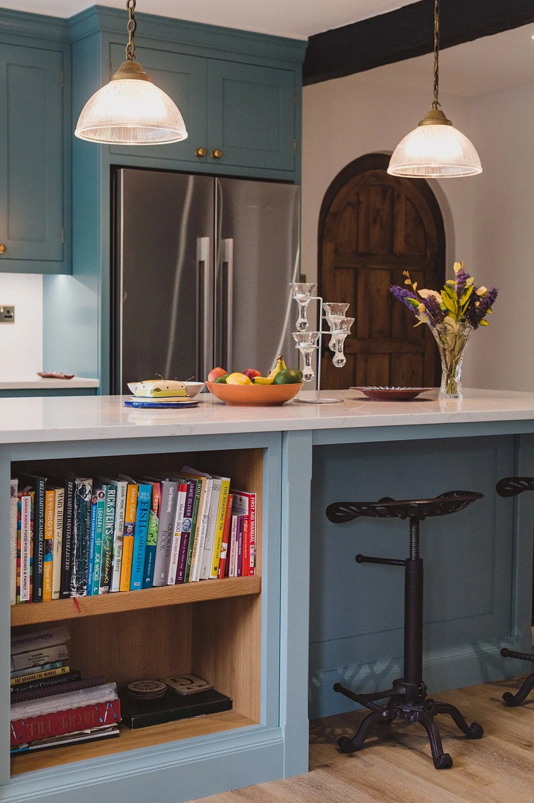 Kitchen island shelving by Herringbone Kitchens in St Albans Hertfordshire by Herringbone Kitchens
