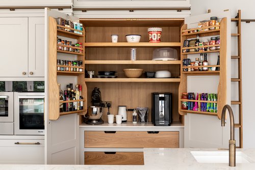 Oxted Project: Kitchen, Larder, Drinks Unit, Hidden Desk & TV Snug Unit ...