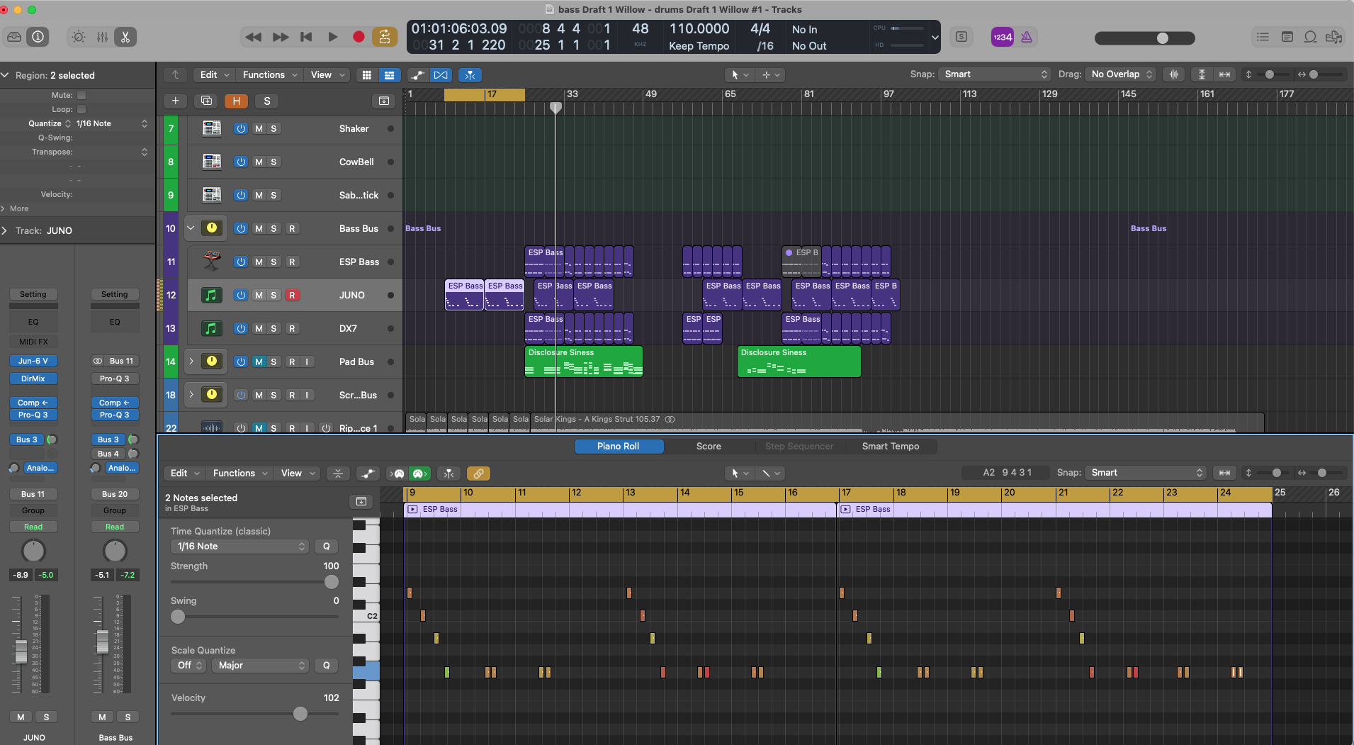 JUNO bass midi part