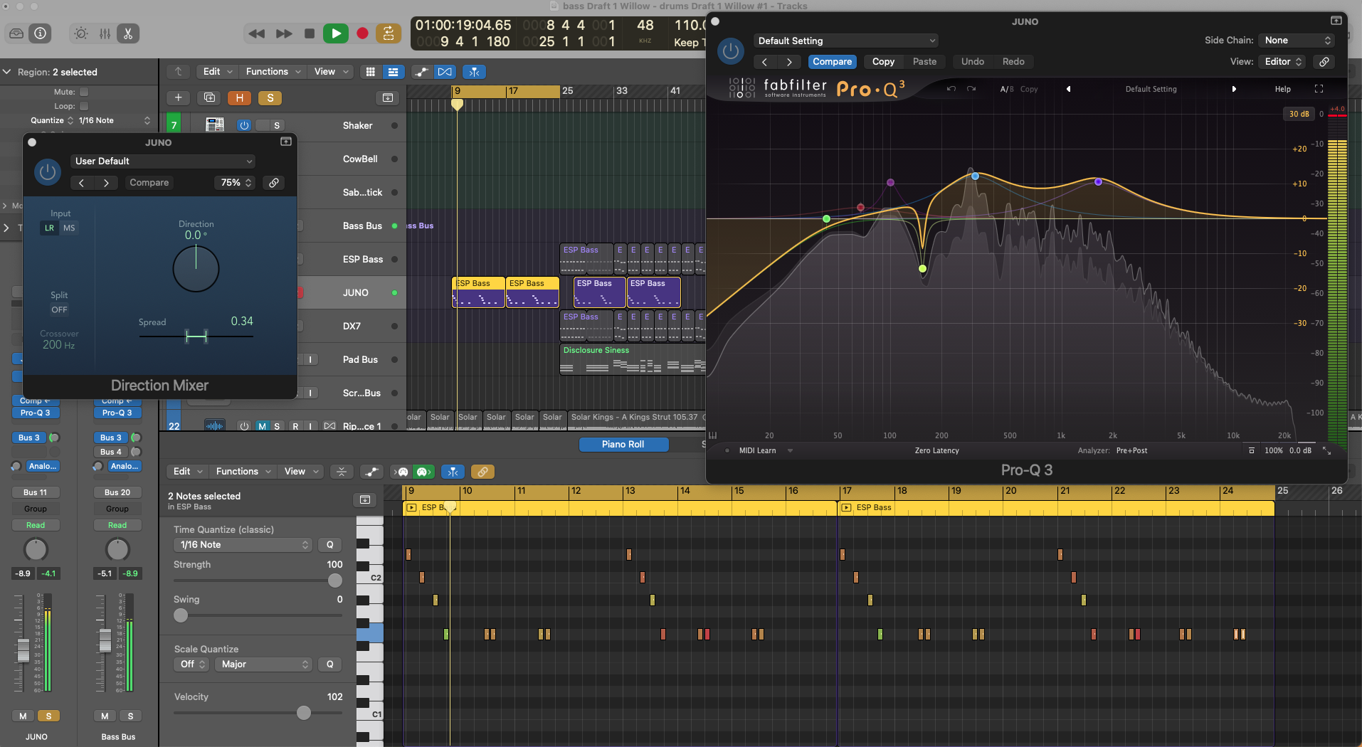 JUNO bass effects chain