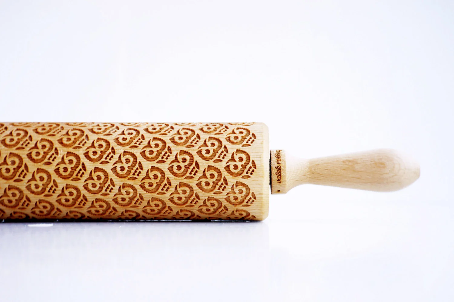 owl rolling pin, flower folk daisy pattern on a cookies, folklore flowers, camomile flower, gift, best gifts for woman, best gifts for anniversary christmass unique gifts