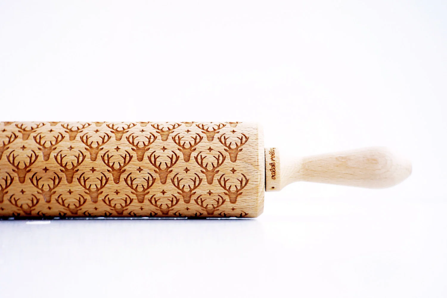 deer reindeer rolling pin, flower folk daisy pattern on a cookies, folklore flowers, camomile flower, gift, best gifts for woman, best gifts for anniversary christmass unique gifts