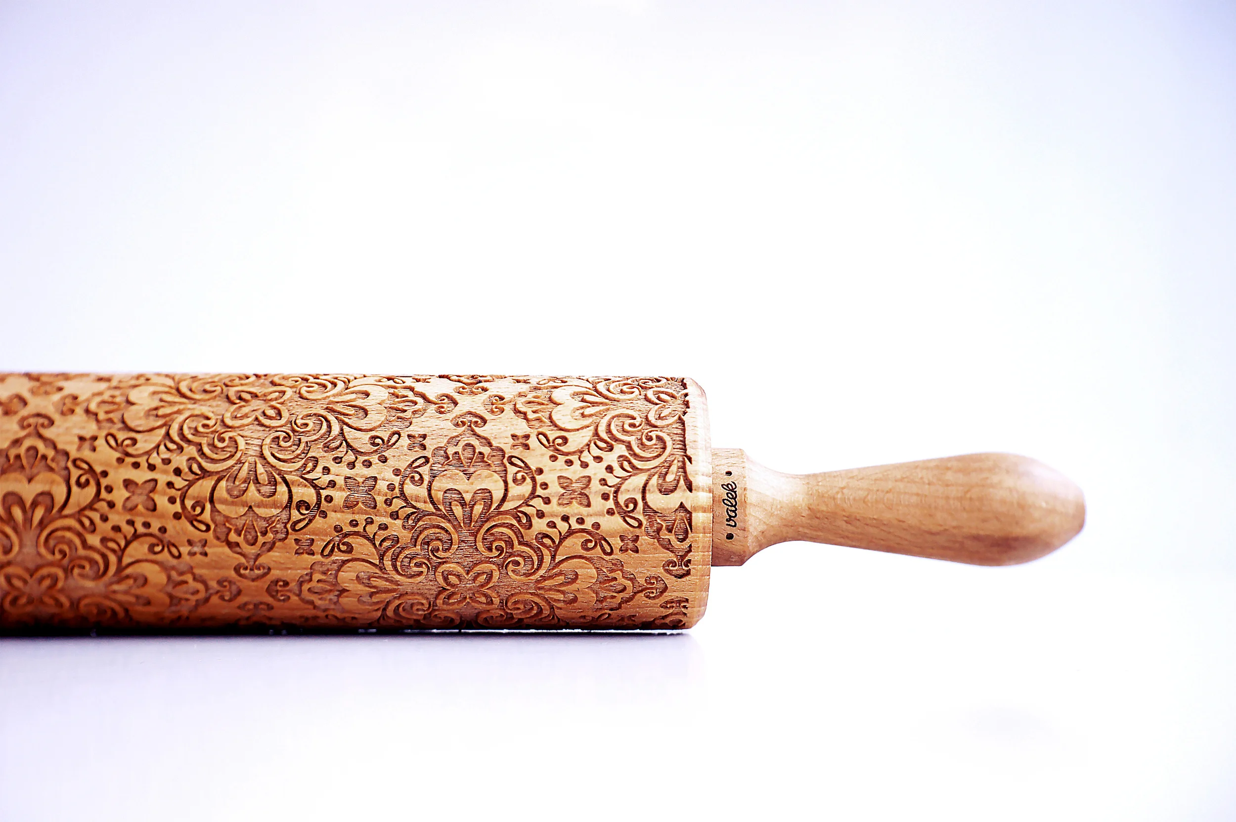 kaleidoscope pattern on wooden engraved rolling pin, unique gift, flower pattern, flower rolling pin, folk pattern on cookies, folklore flowers,gift, best gifts for woman, best gifts for anniversary