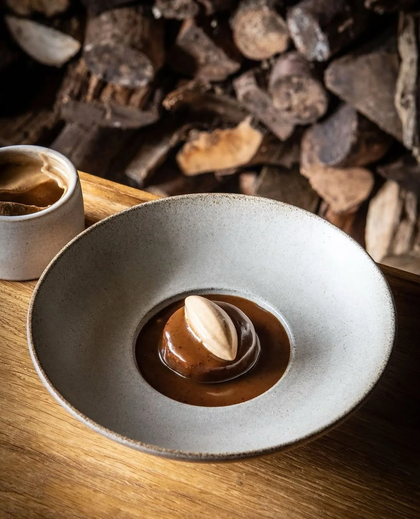 The VALS plate at @blackswan_oldstead ⭐️ in York, UK. 
__
@blackswan_oldstead A warming dessert showcasing blackened barley koji. The deeply caramelised base from our miso production recreates the rich, complex flavours of chocolate. A warm barley ca