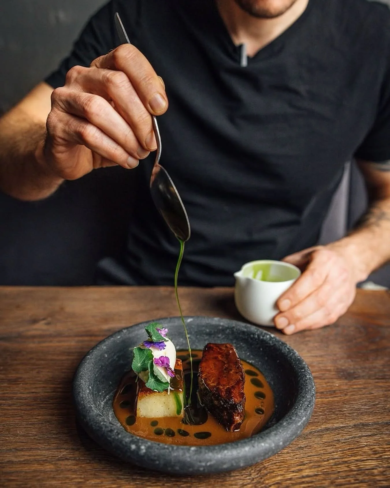The soap stone ROCKY PLATE at @restaurantnatura in Finland.
__
@restaurantnatura March brings new flavours to the kitchen and the plate.

Spring is slowly making its way onto our menu. Come taste what&rsquo;s new!