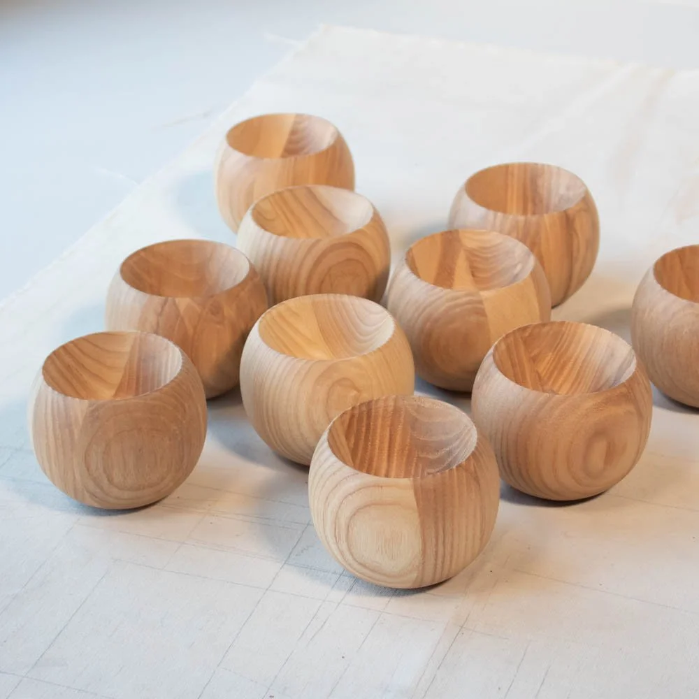 Set of 10 wooden Orb bowls - diameter 9 cm