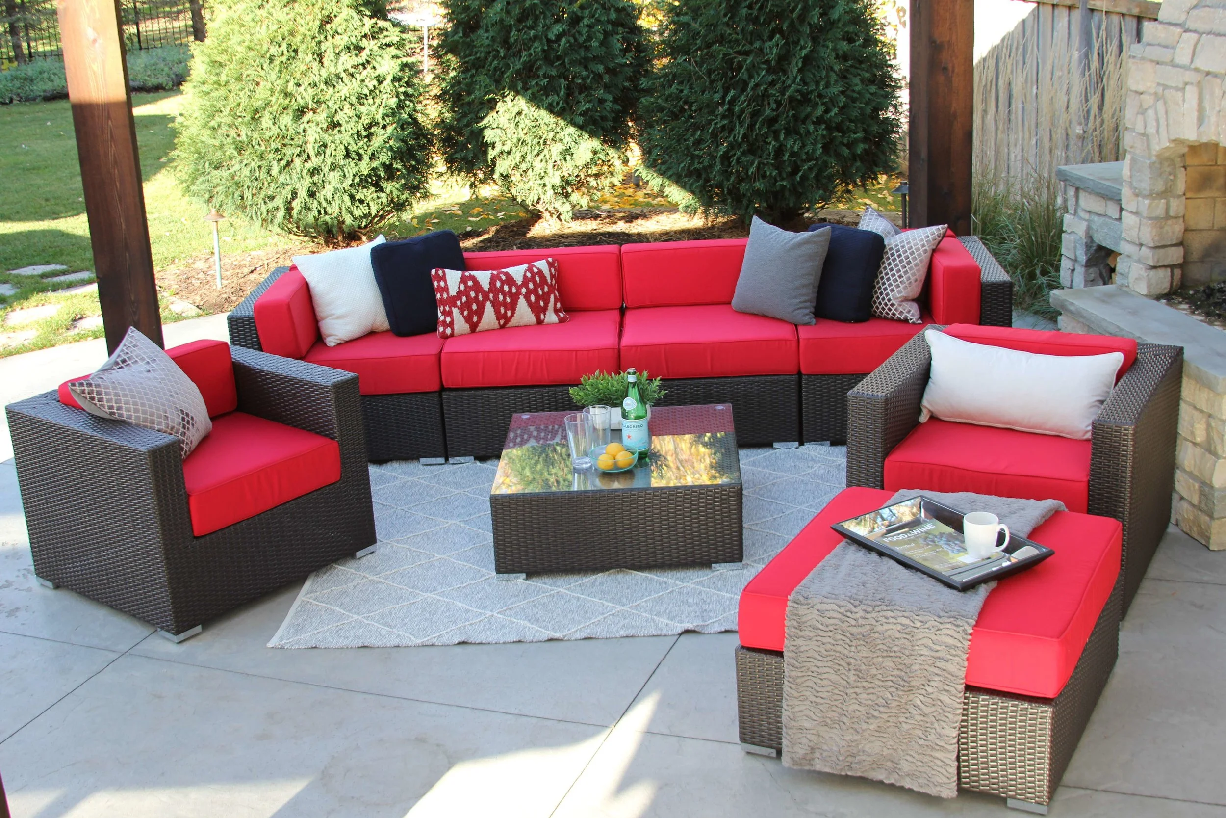 Lincoln 8 Piece Wicker Patio Sofa Sectional — MELDECCO PATIO FURNITURE