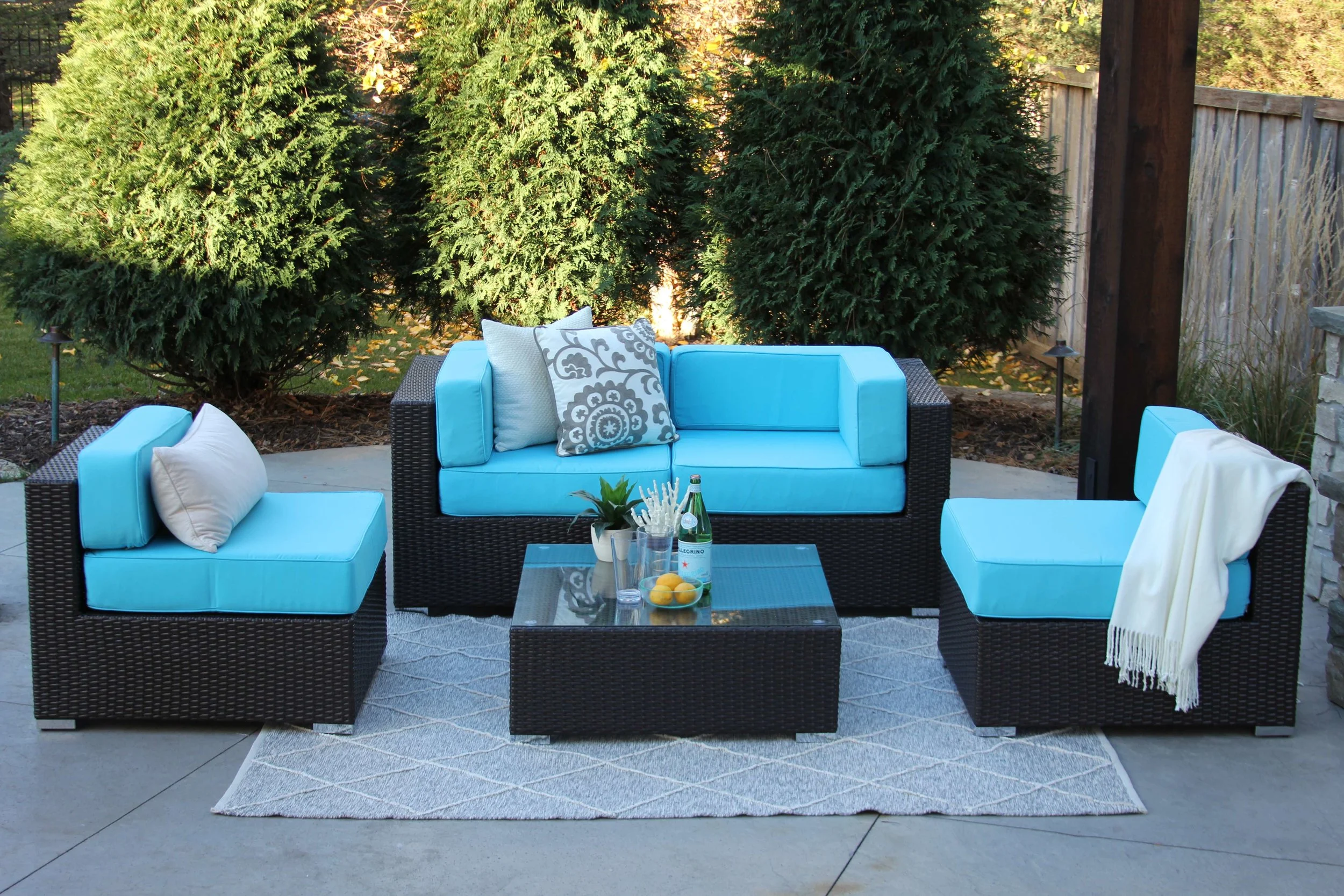 Bucktown 5 Piece Wicker Patio Sofa Sectional — MELDECCO PATIO FURNITURE