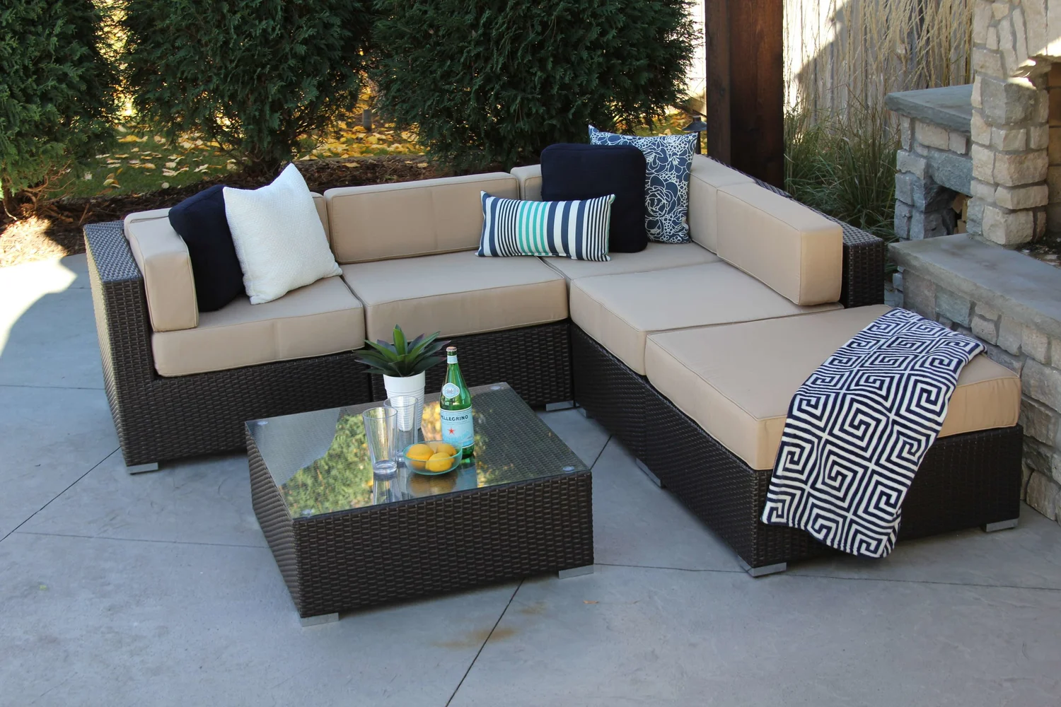 Halsted 6 Piece Wicker Patio Sofa Sectional Meldecco Patio Furniture
