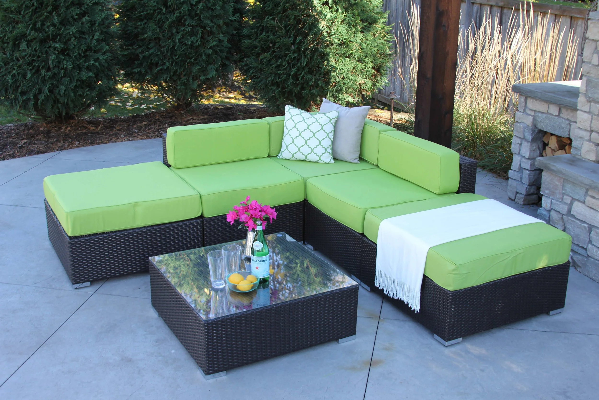 Ashland 6 Piece Wicker Patio Sofa Sectional — MELDECCO PATIO FURNITURE