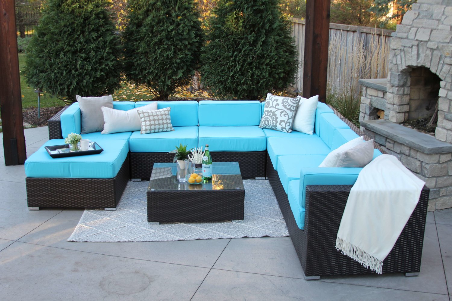 irving 9 piece wicker patio sofa sectional — meldecco patio furniture