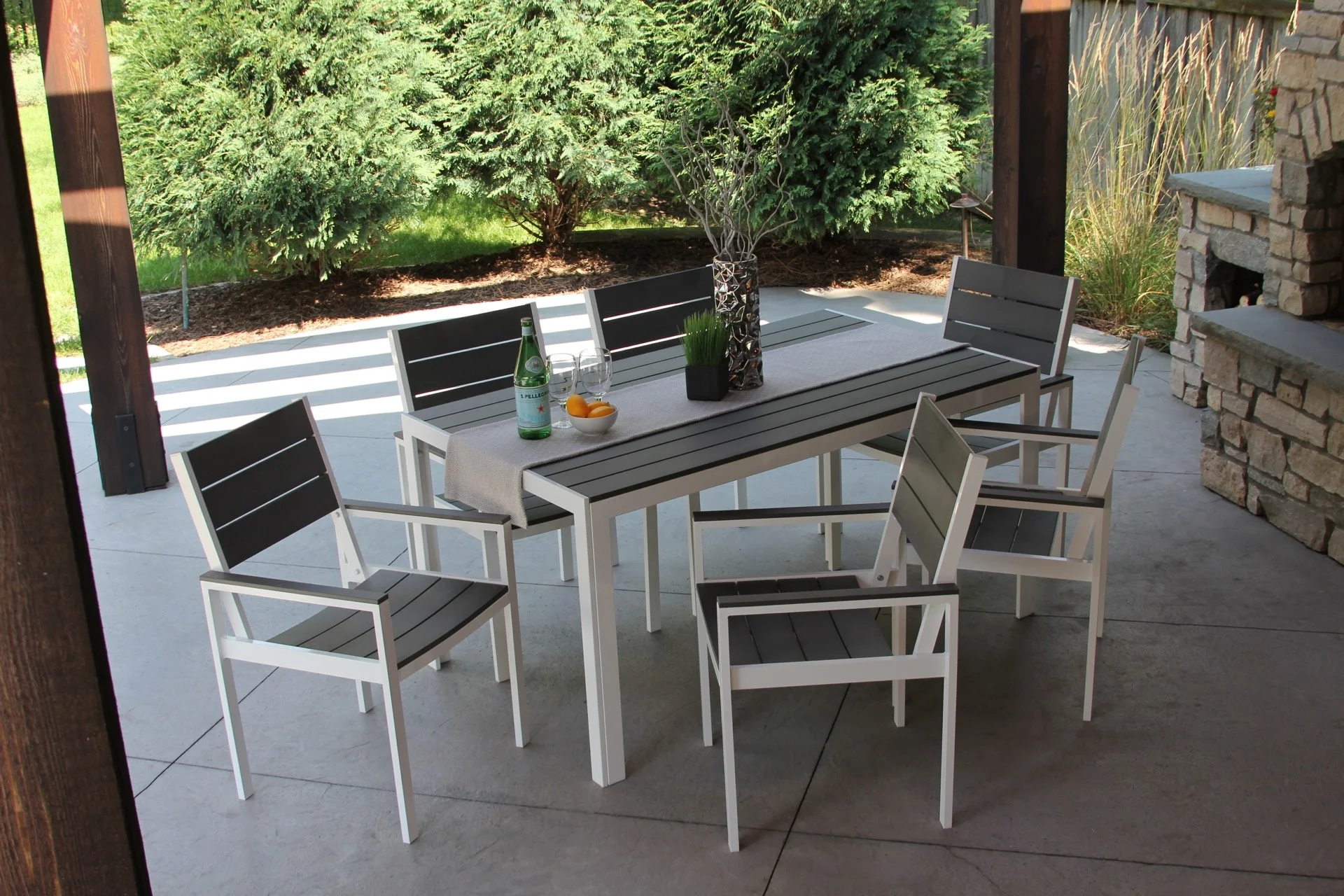Winston 7pc Outdoor Dining Set White/Gray — MELDECCO PATIO FURNITURE
