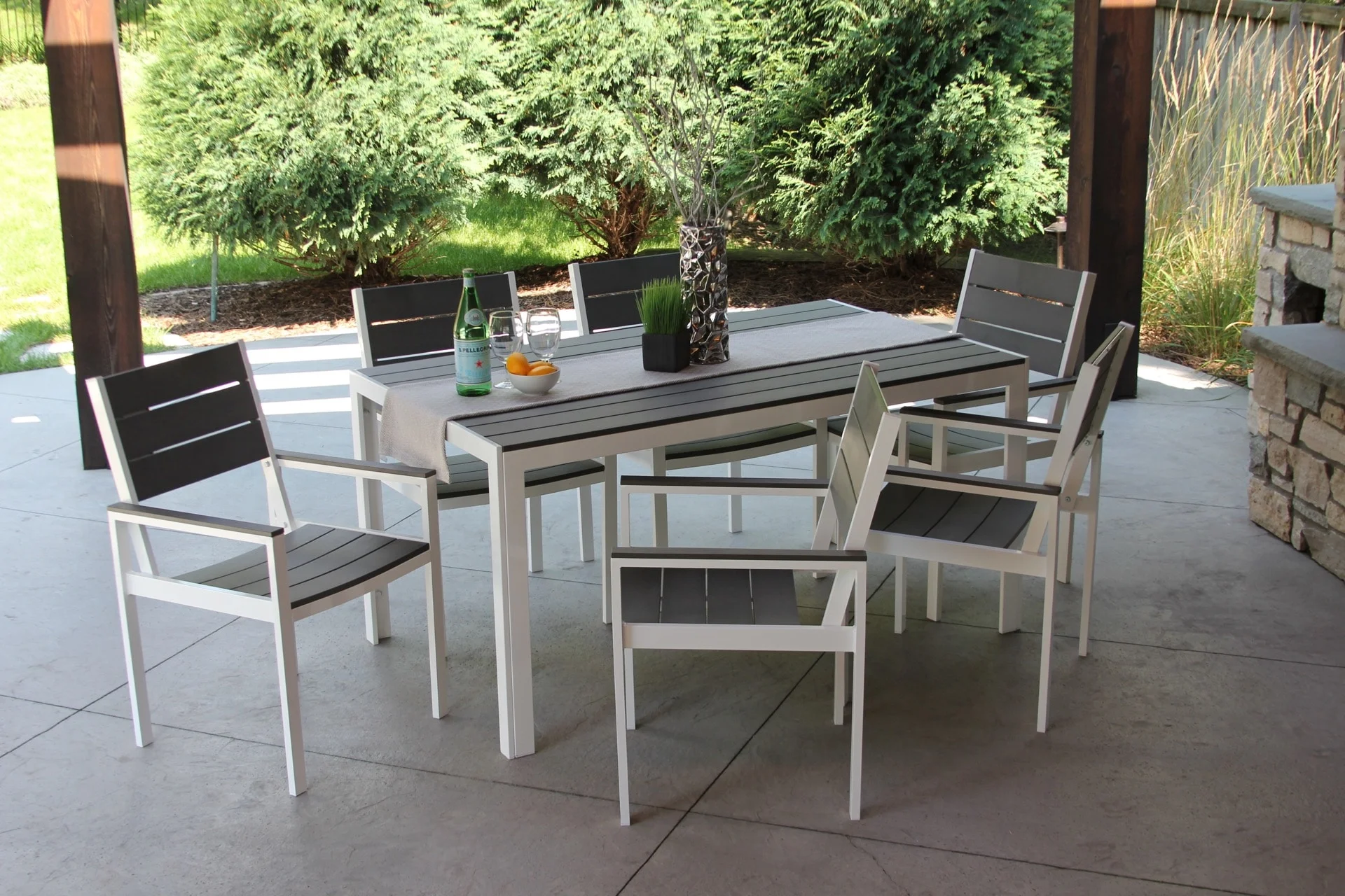 Winston 7pc Outdoor Dining Set White/Gray — MELDECCO PATIO FURNITURE