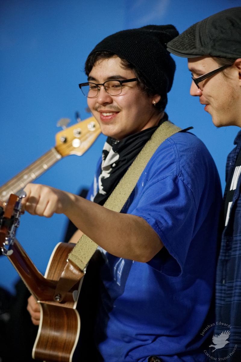 Silas West and Robert McLay, guitar techs