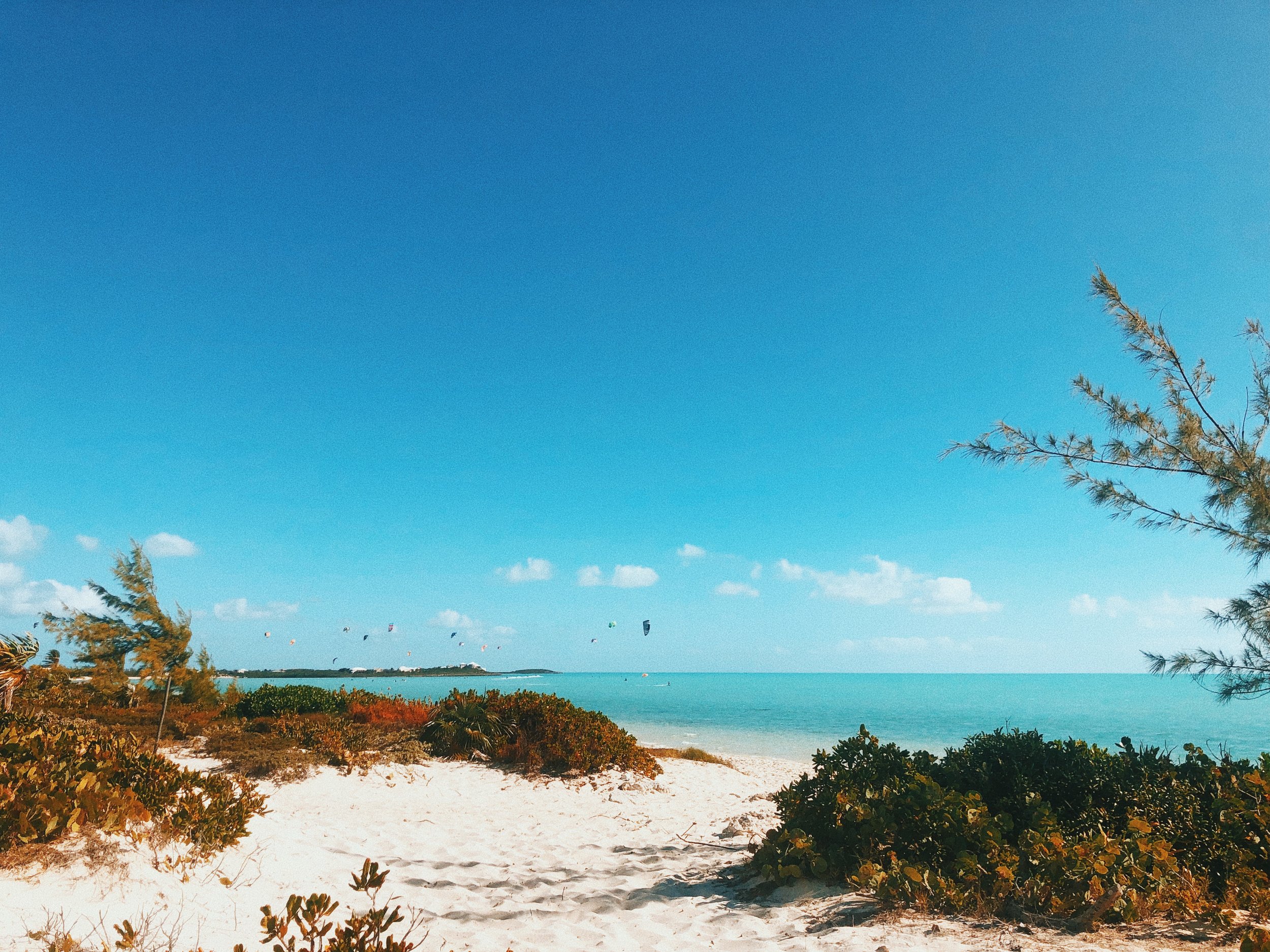 View from path of Long Bay Beach