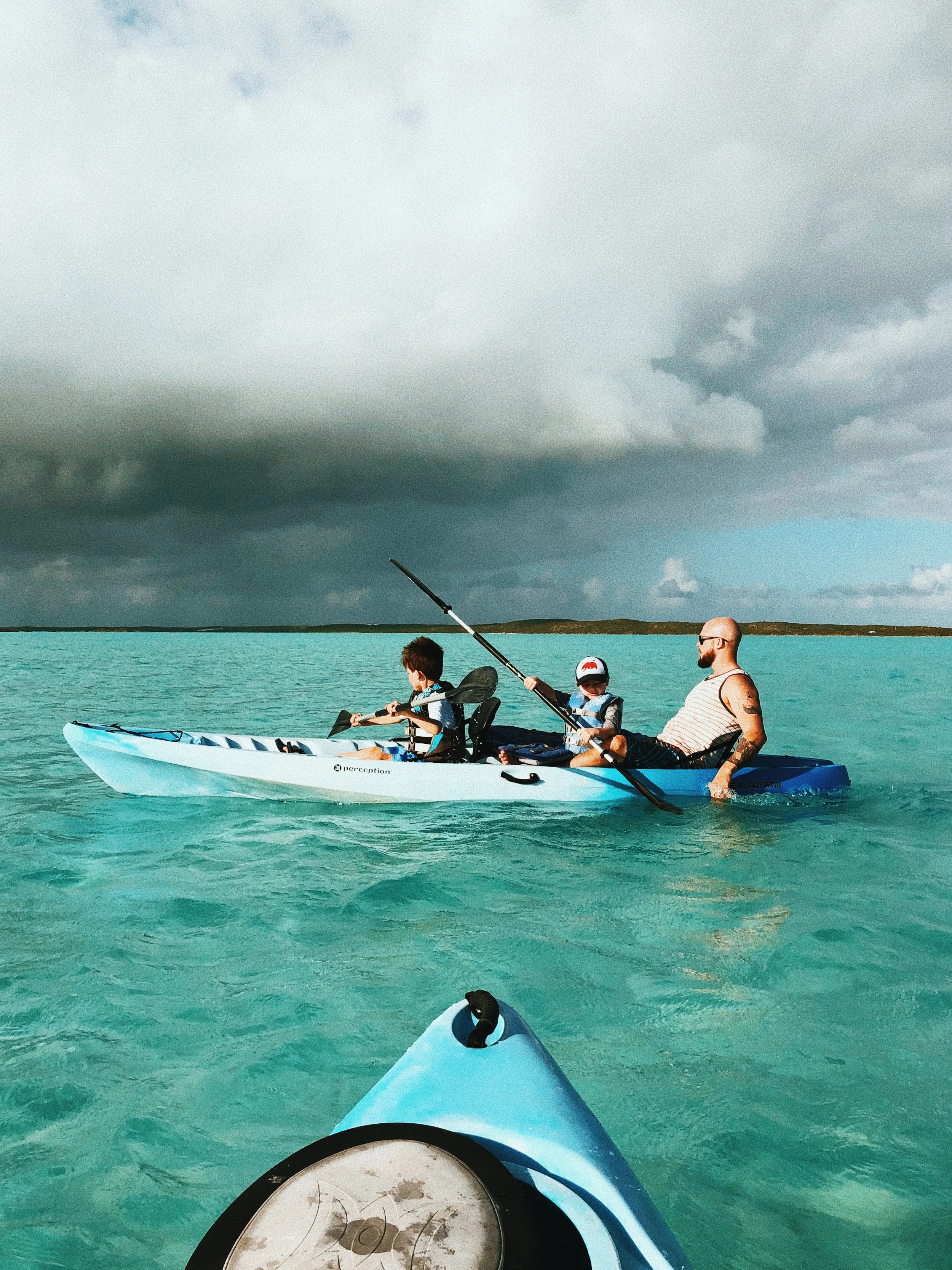 Kayaking through chalk sound