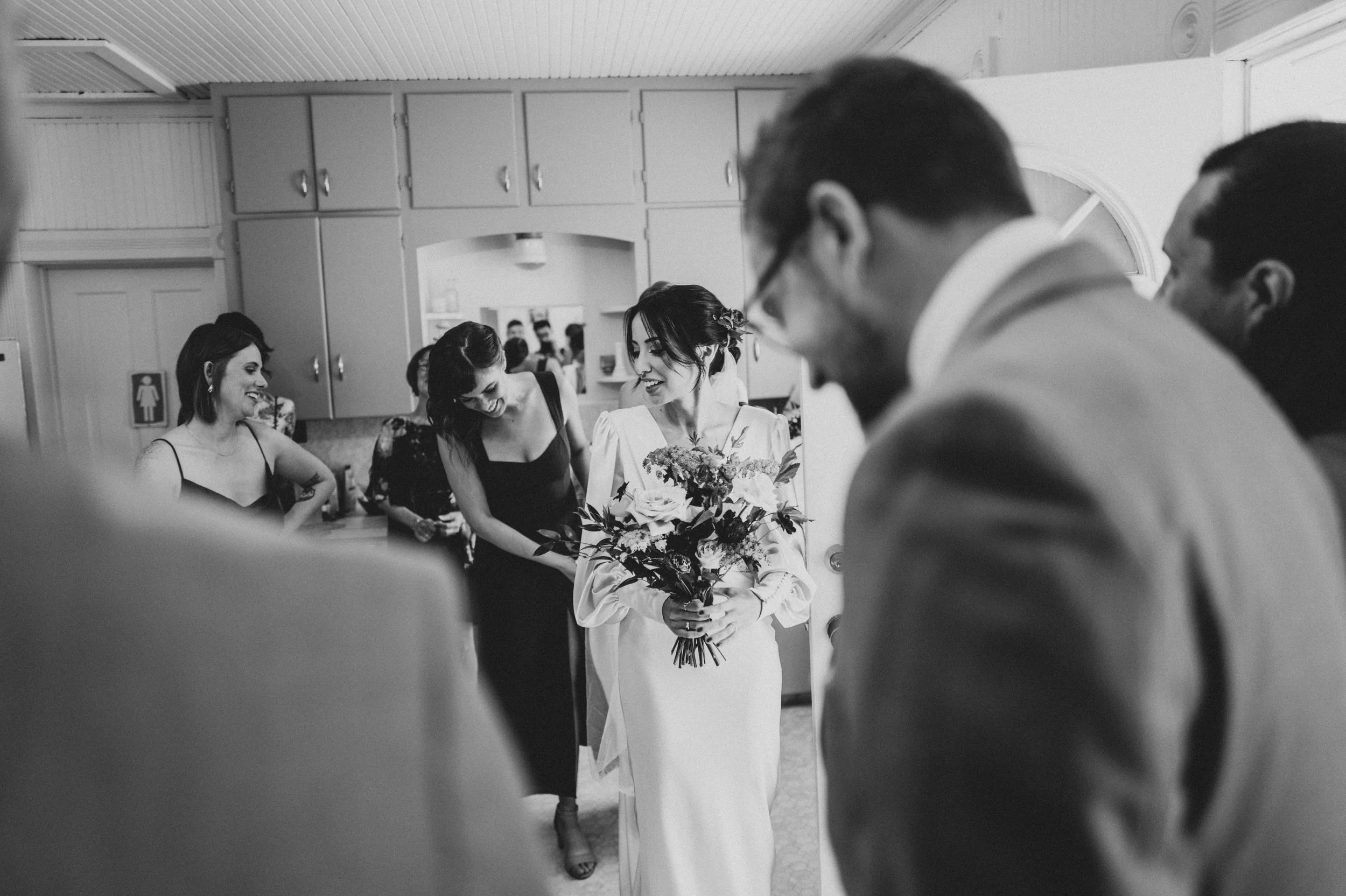 Bride getting ready with her bridesmaids at Estate 248 in Langley, British Columbia.