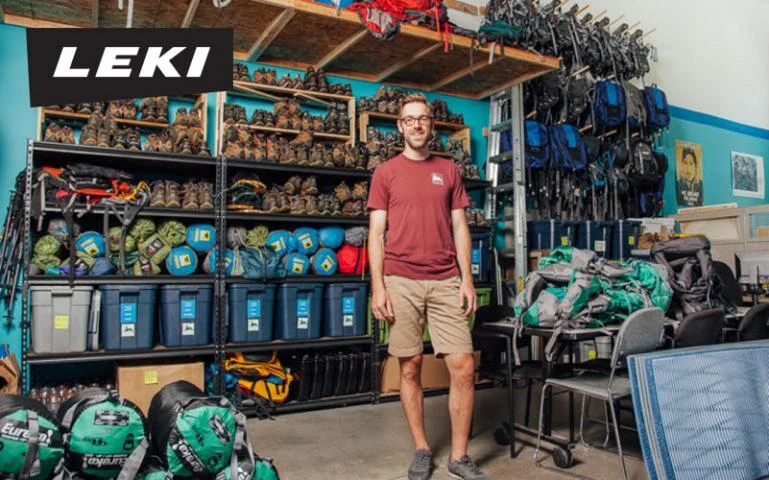ANDREW PRINGLE OF THE WASHINGTON TRAILS ASSOCIATION POSES IN A SEATTLE GEAR LIBRARY SPACE THAT THE ORGANIZATION RECENTLY OUTGREW, DUE TO DEMAND. (PHOTO COURTESY OF OUTDOORS EMPOWERED NETWORK.)
