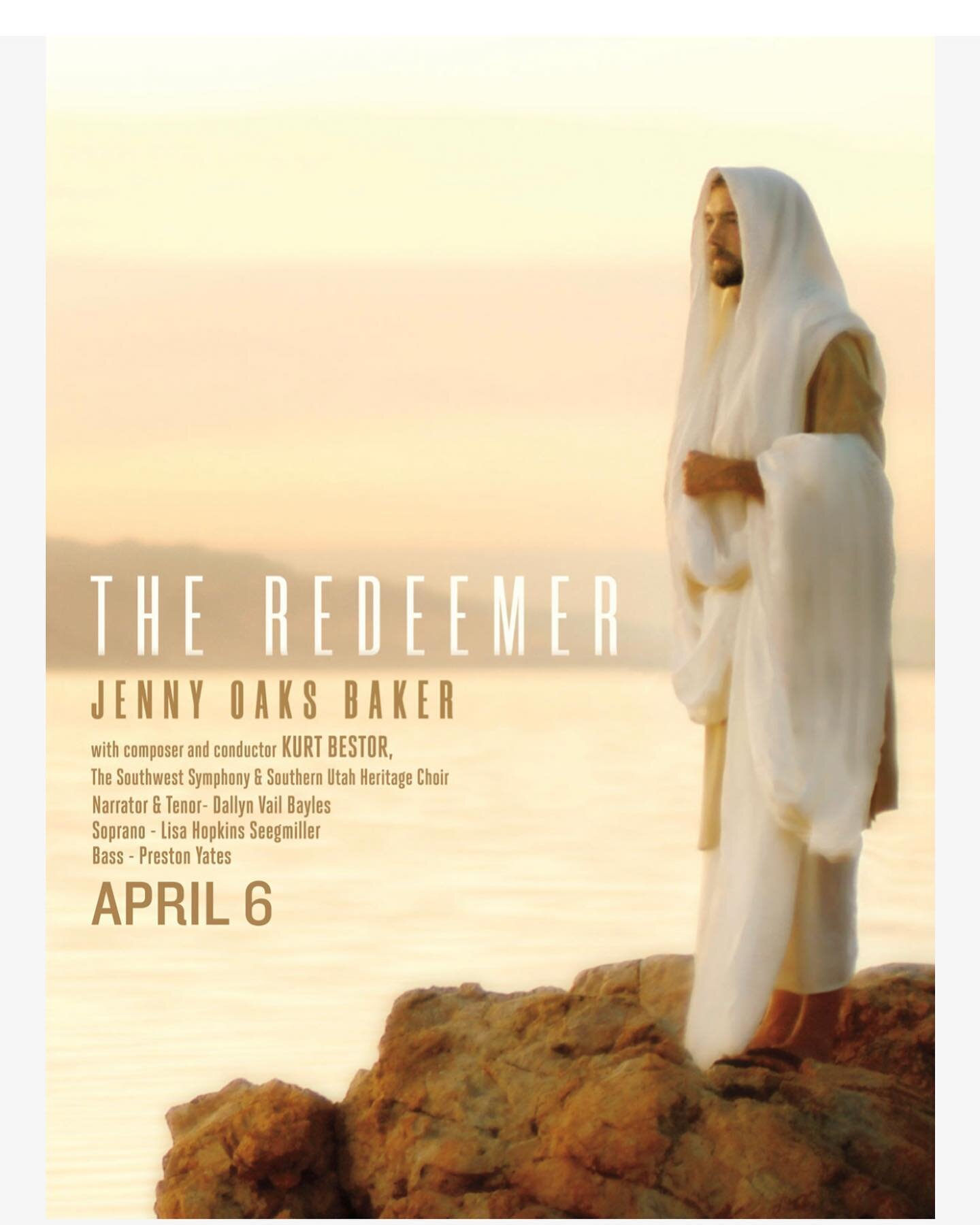 So excited to perform The Redeemer @tuacahn.amp on April 6th! Come celebrate EASTER by experiencing this spiritually impactful and emotionally stirring WORLD PREMIER EXPANDED SHOW which includes 7 new songs by composer/conductor @kbestor , with narra