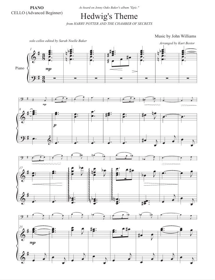 "Hedwig's Theme" from Harry Potter - Intermediate Cello Workshop ...