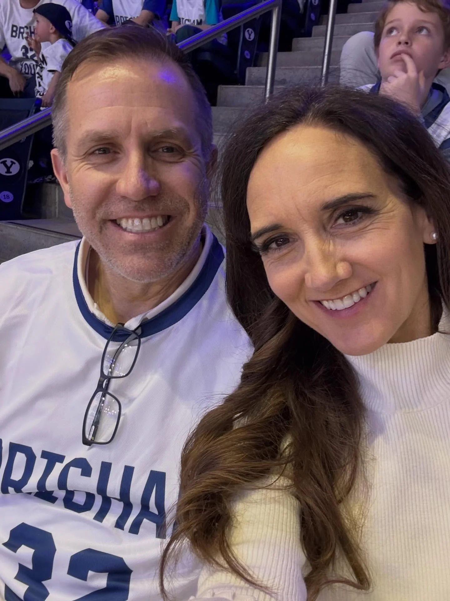 Grateful to be with my sweet Valentine and other loved ones&mdash;Laura, Caden and Claire at the BYU Game&mdash;on Valentine&rsquo;s Day. Sweet day!