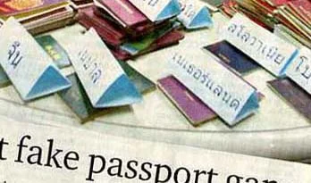 Newspaper article - counterfeit and altered passports - Thailand