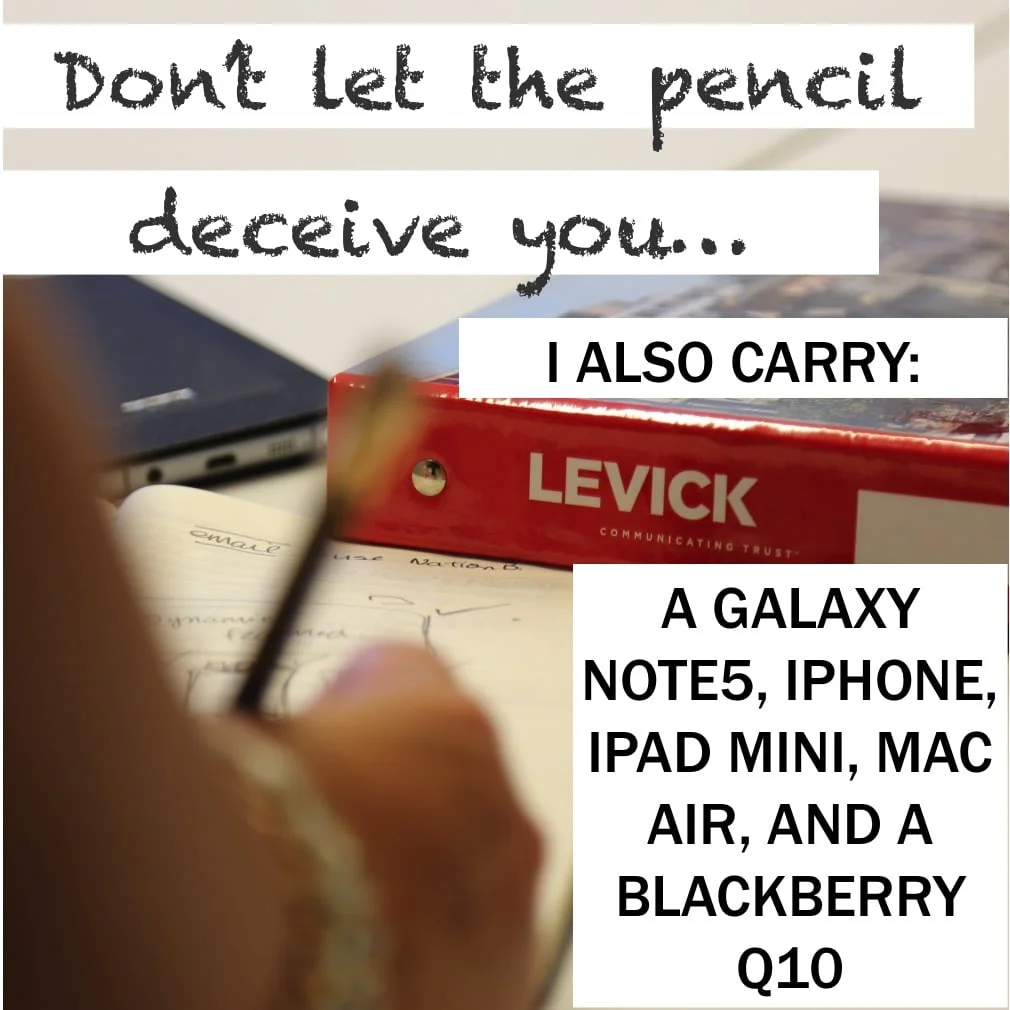 10AM: I’m a gadget geek! But I still carry a notebook and take handwritten notes during meetings. But, yes, I have three cell phones. ~@szoldak #tech