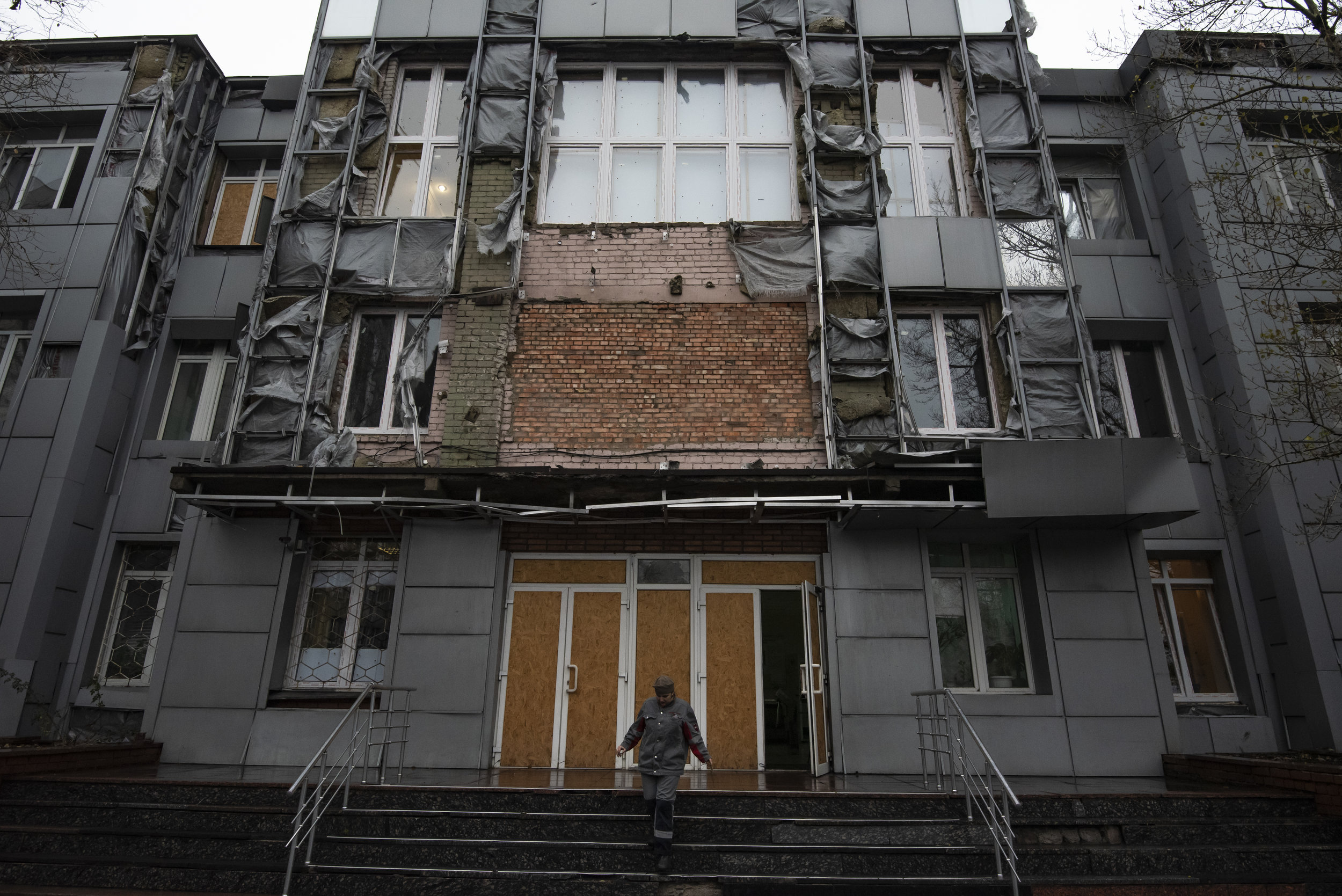  The facade of the Avdiivka Coke and Chemical Plant has been heavily damaged during the war. The plant is considered one of the most important in all of Ukraine.   