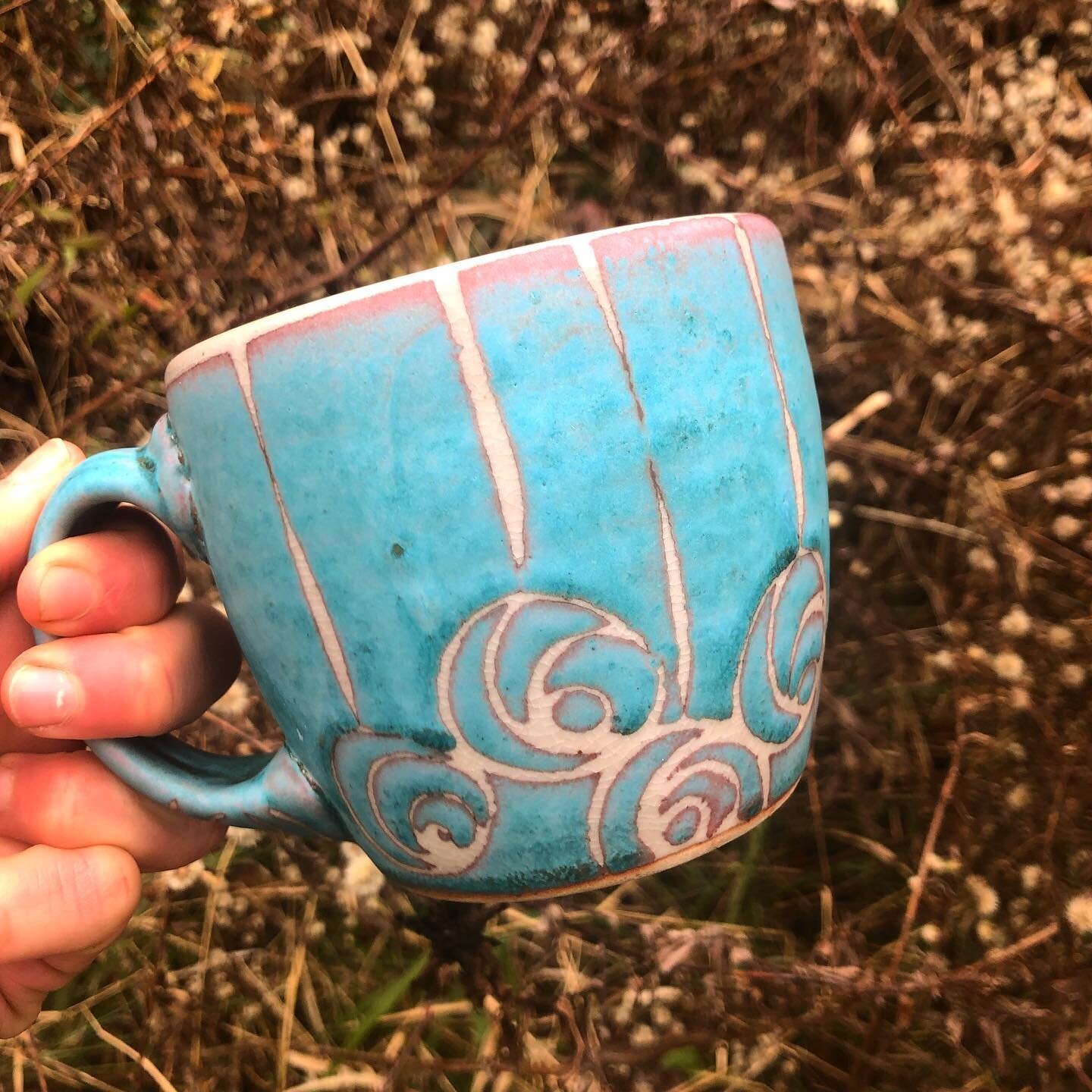 A cheery cappuccino mug for a gloomy day, and a quick shot of the glazing madness happening in my studio this weekend! Despite the chaos that always ensues the day before I load the kiln, I&rsquo;m pretty tickled to have my first fire of the season r