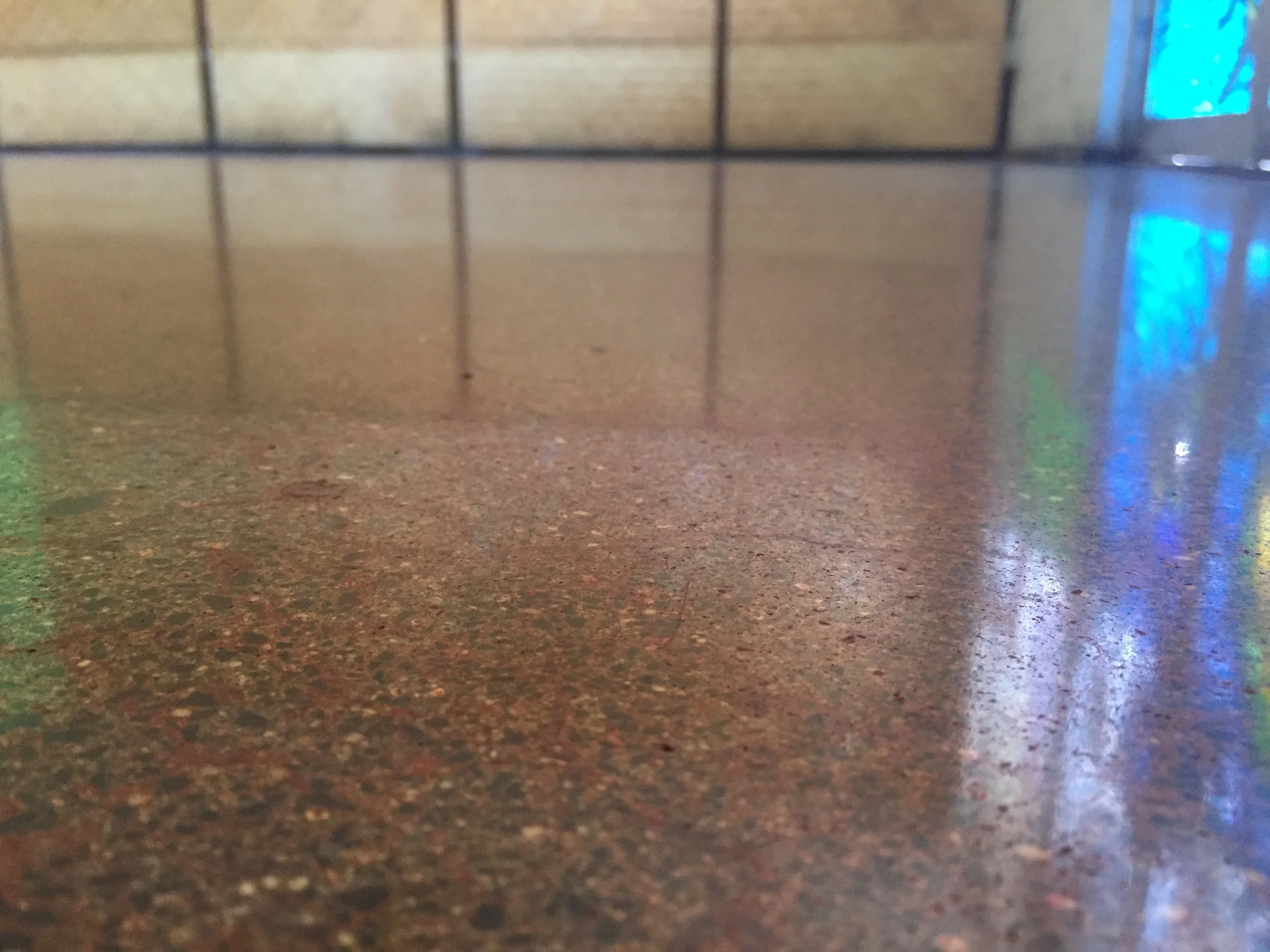 Burnt Sienna stained and polished restaurant floors