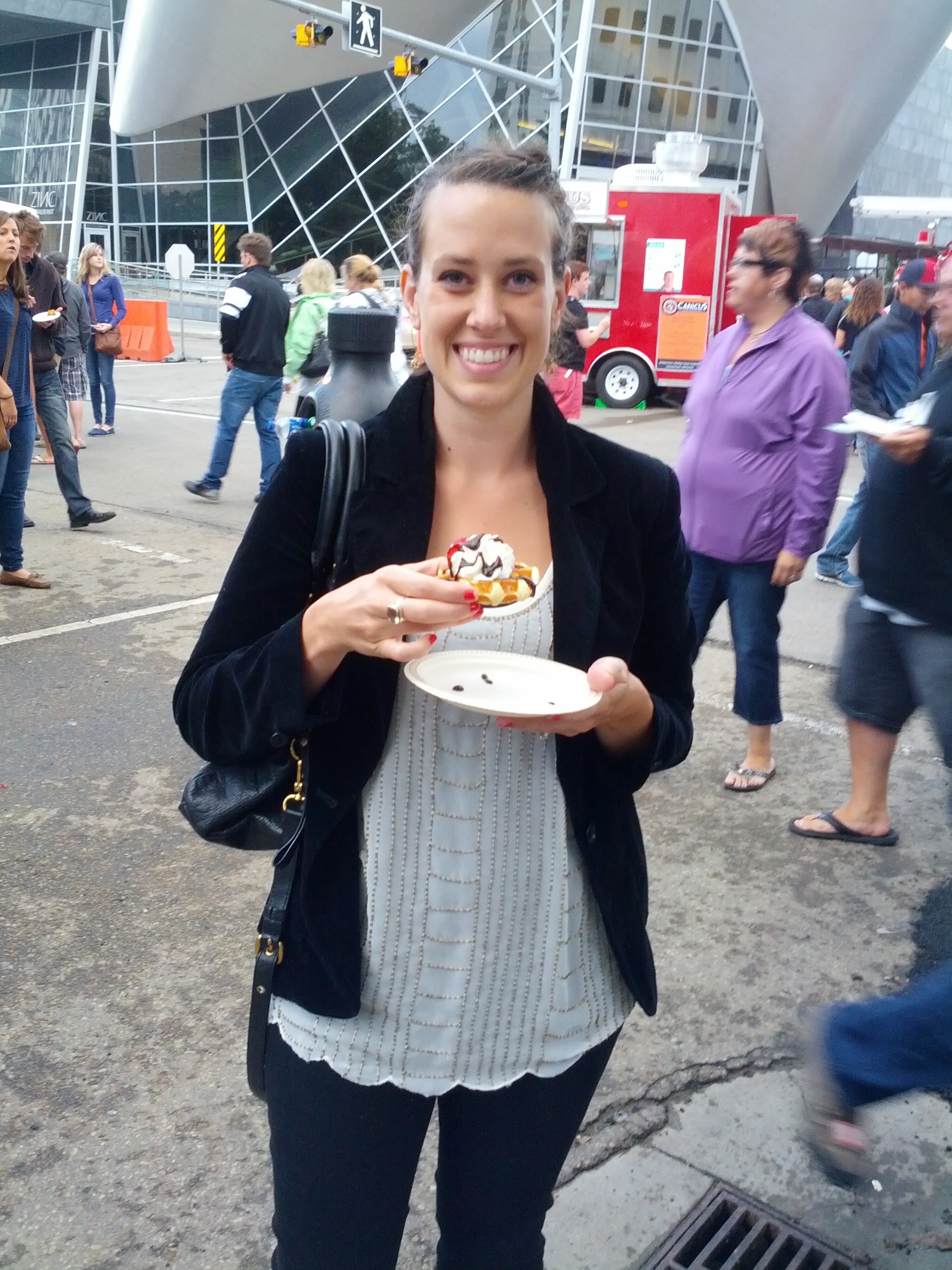 Eva Sweet waffle - I love them so much, usually plain, but I guess I can stand some whipped cream and chocolate sauce