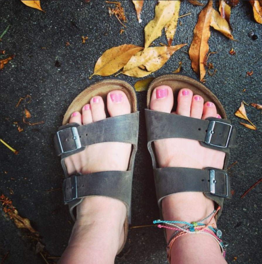 birkenstocks in rain