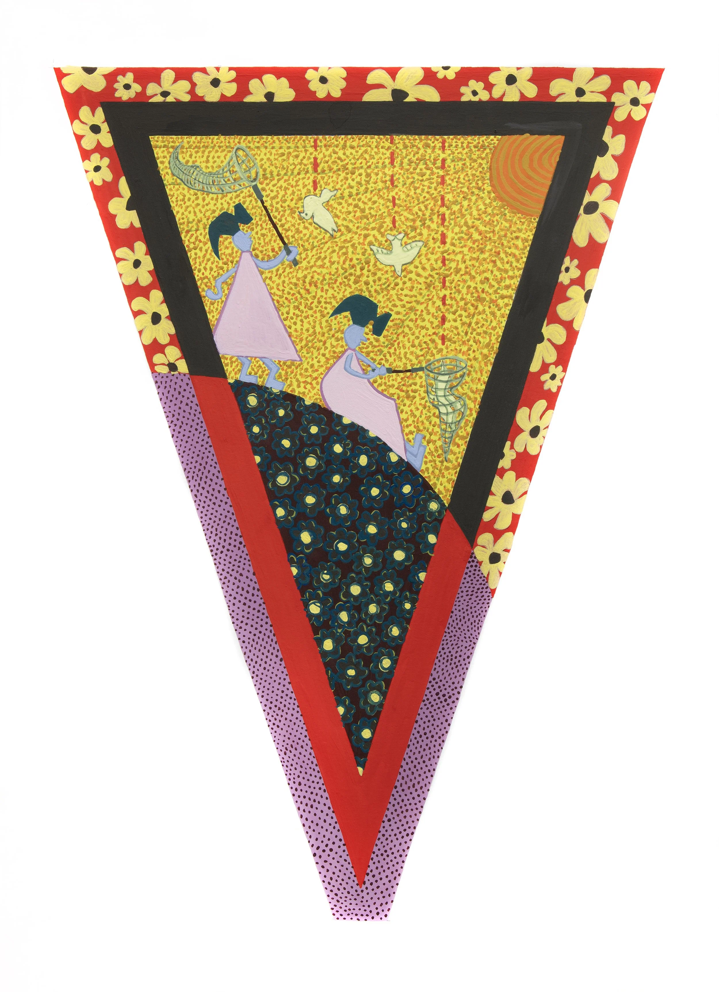  Hammerhead Banner: Catching Flight and Whatever Drops Next&nbsp;  2025&nbsp;  Gouache on paper&nbsp;  17 in x 14 in&nbsp; 