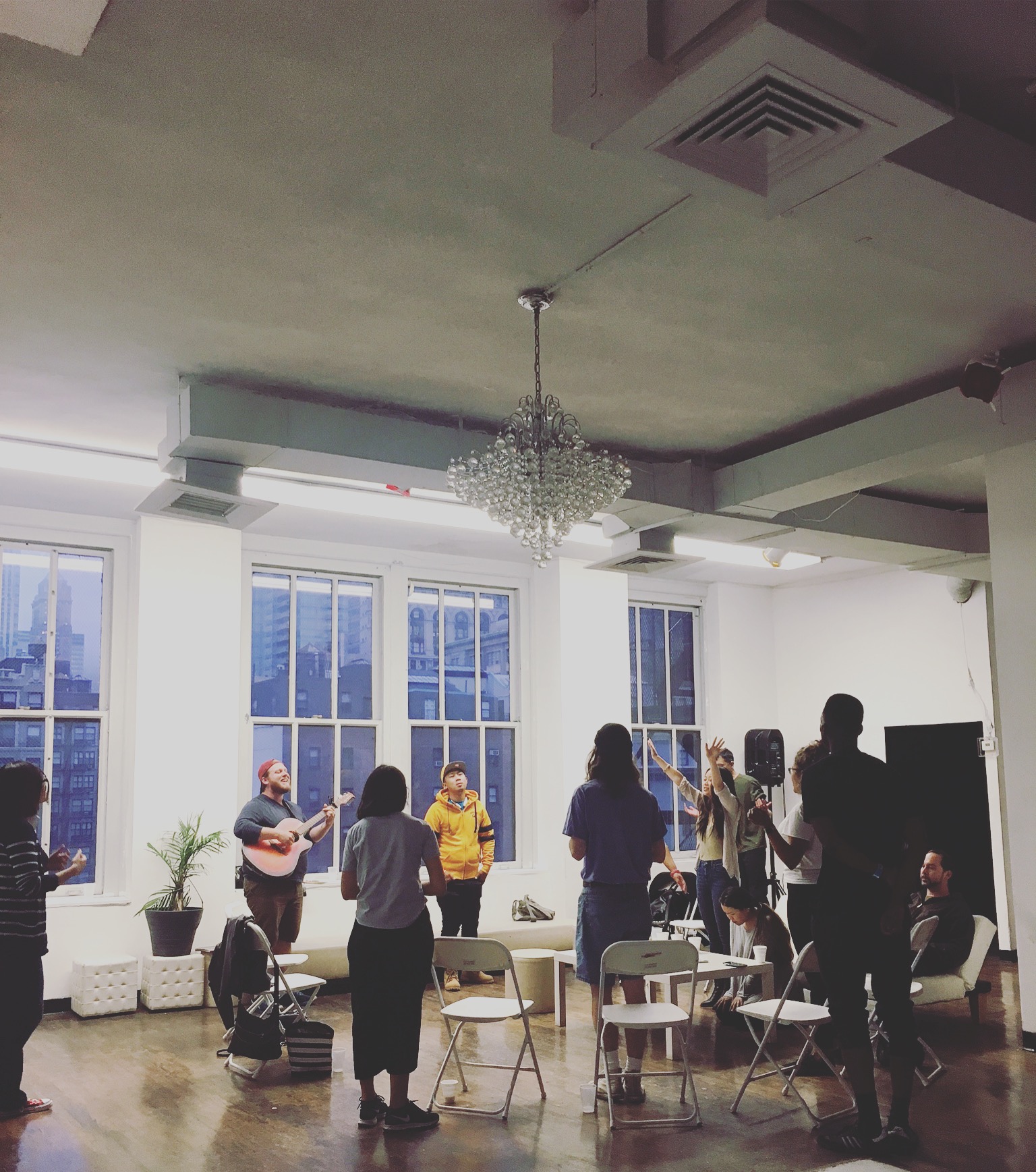Judah leading worship at the Hillsong Connect Group!