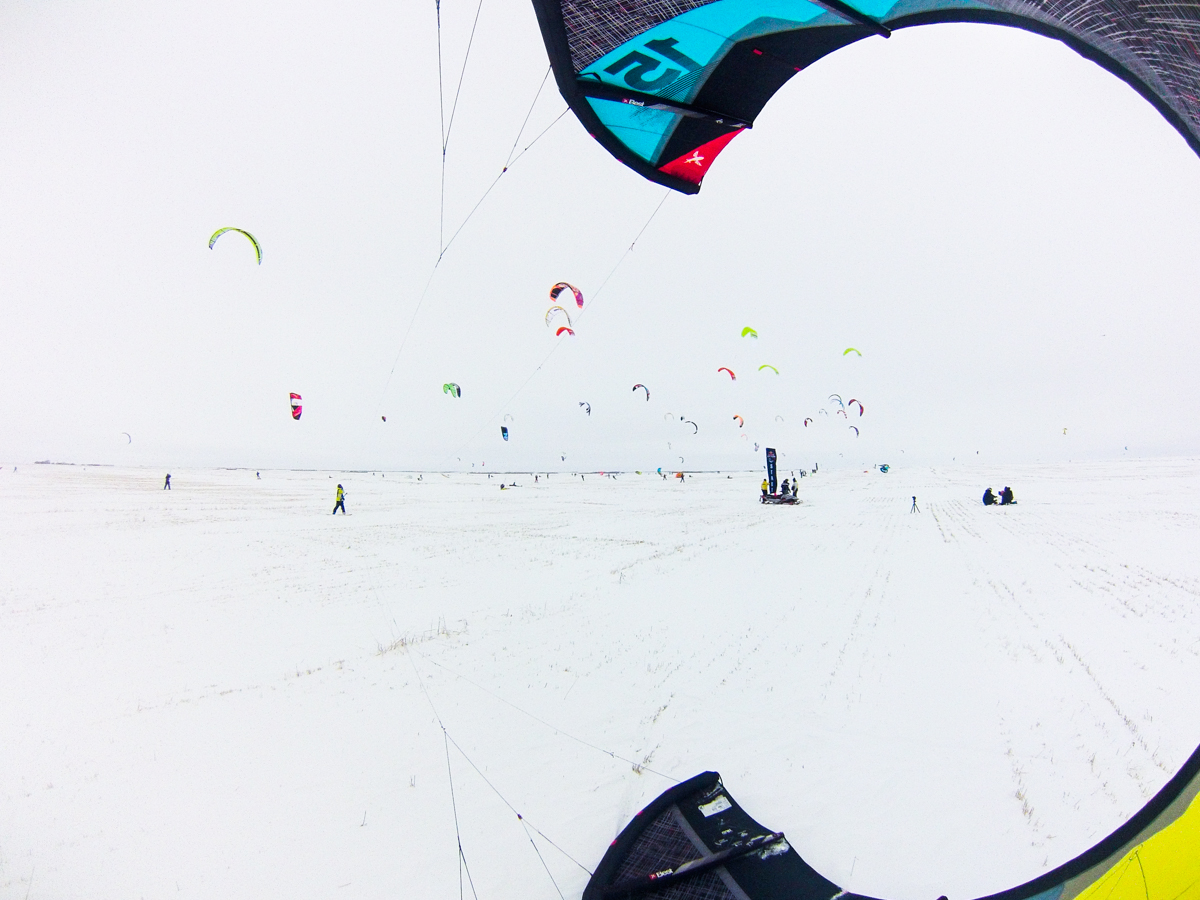  Competitors perform in Red Bull Kite Farm on a field in Regina, Canada on February 15th, 2015 