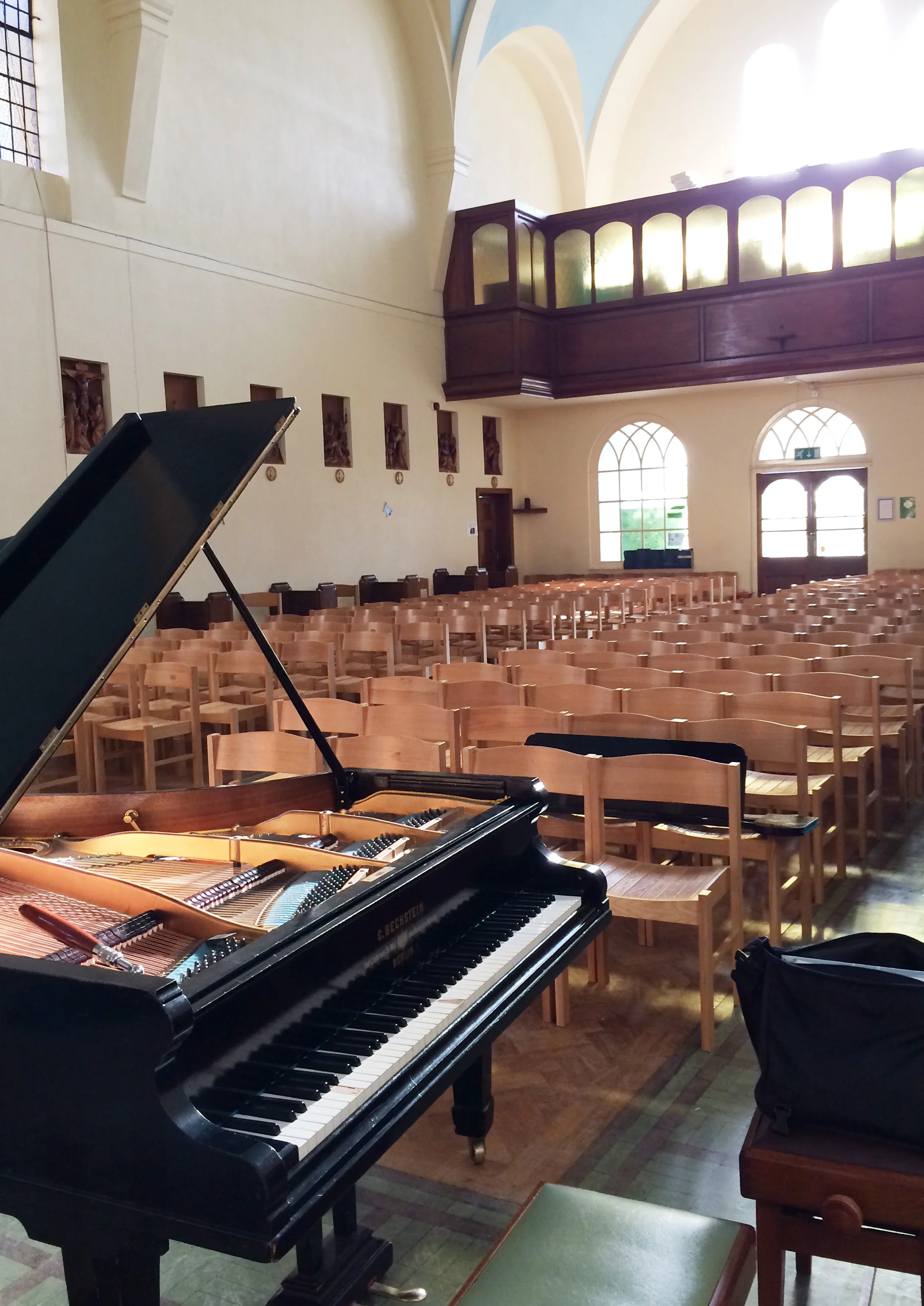 Grand piano in school chapel