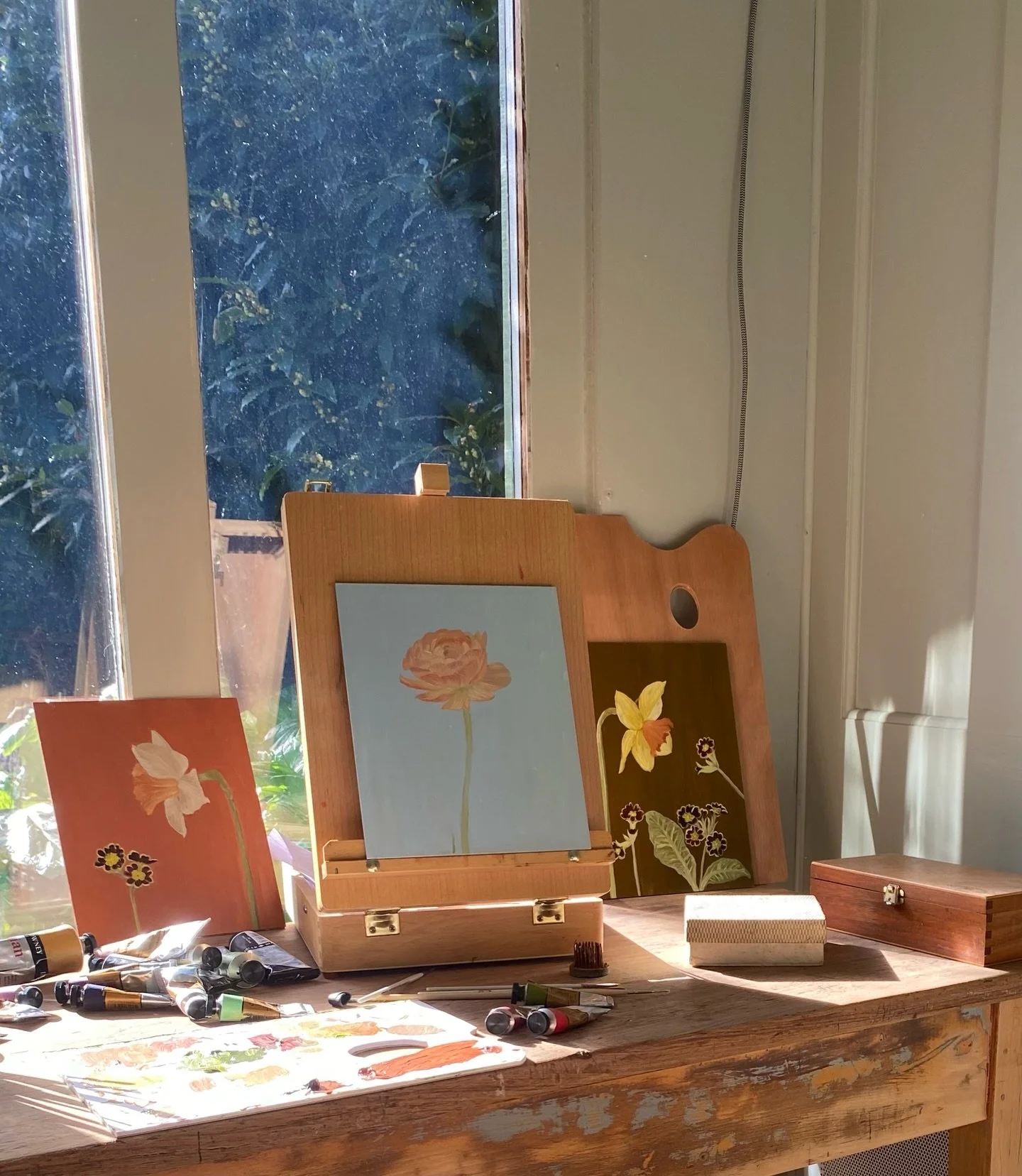 I&rsquo;m enjoying every minute in my garden studio at the moment, especially when the sun is shining. Not all the bulbs I planted in containers just outside have worked but I&rsquo;m closely observing the emergence of a fritillaria imperialis as it 