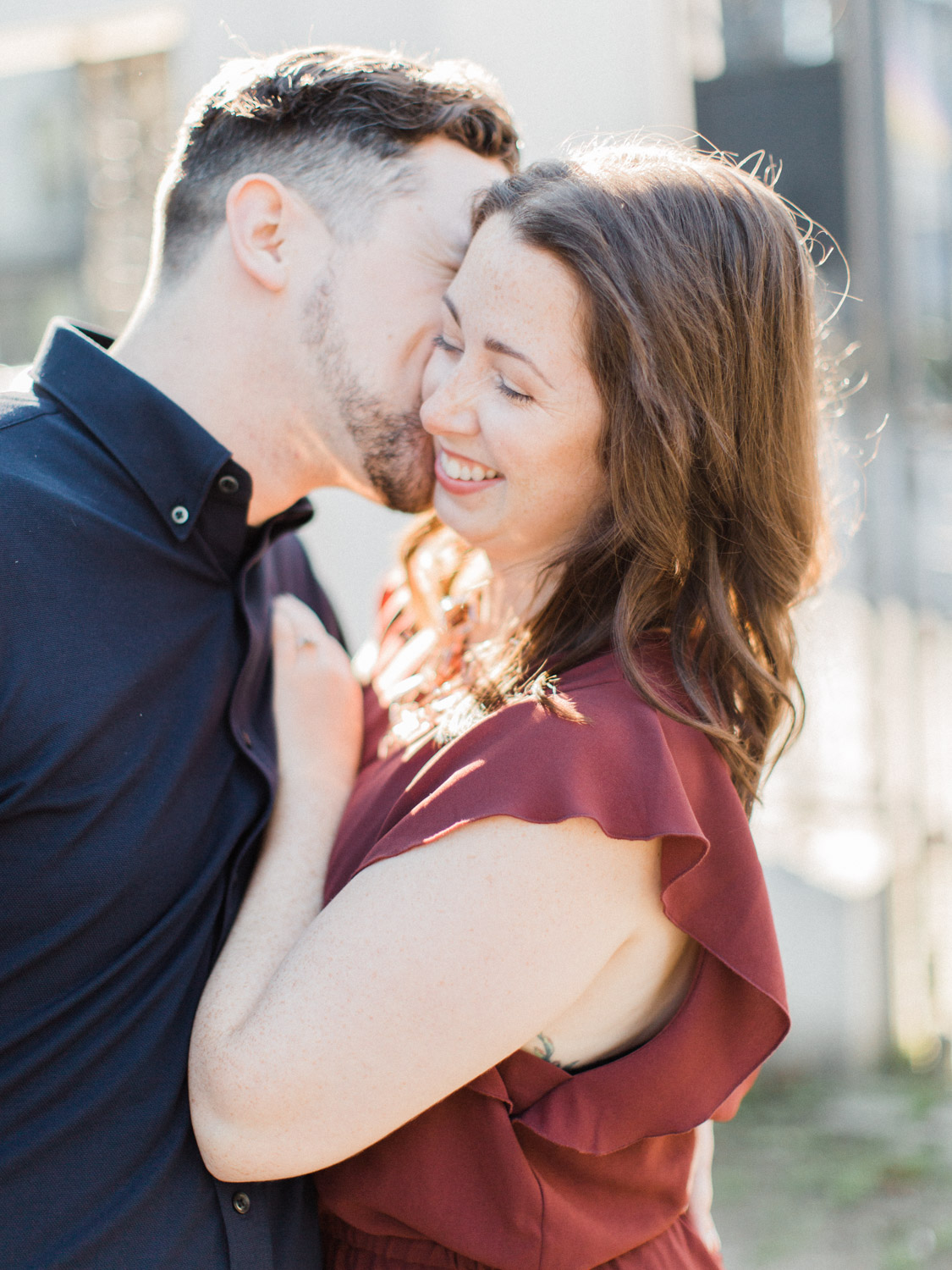 sunrise engagement session at Trinity Bellwoods park with a tandem bicycle