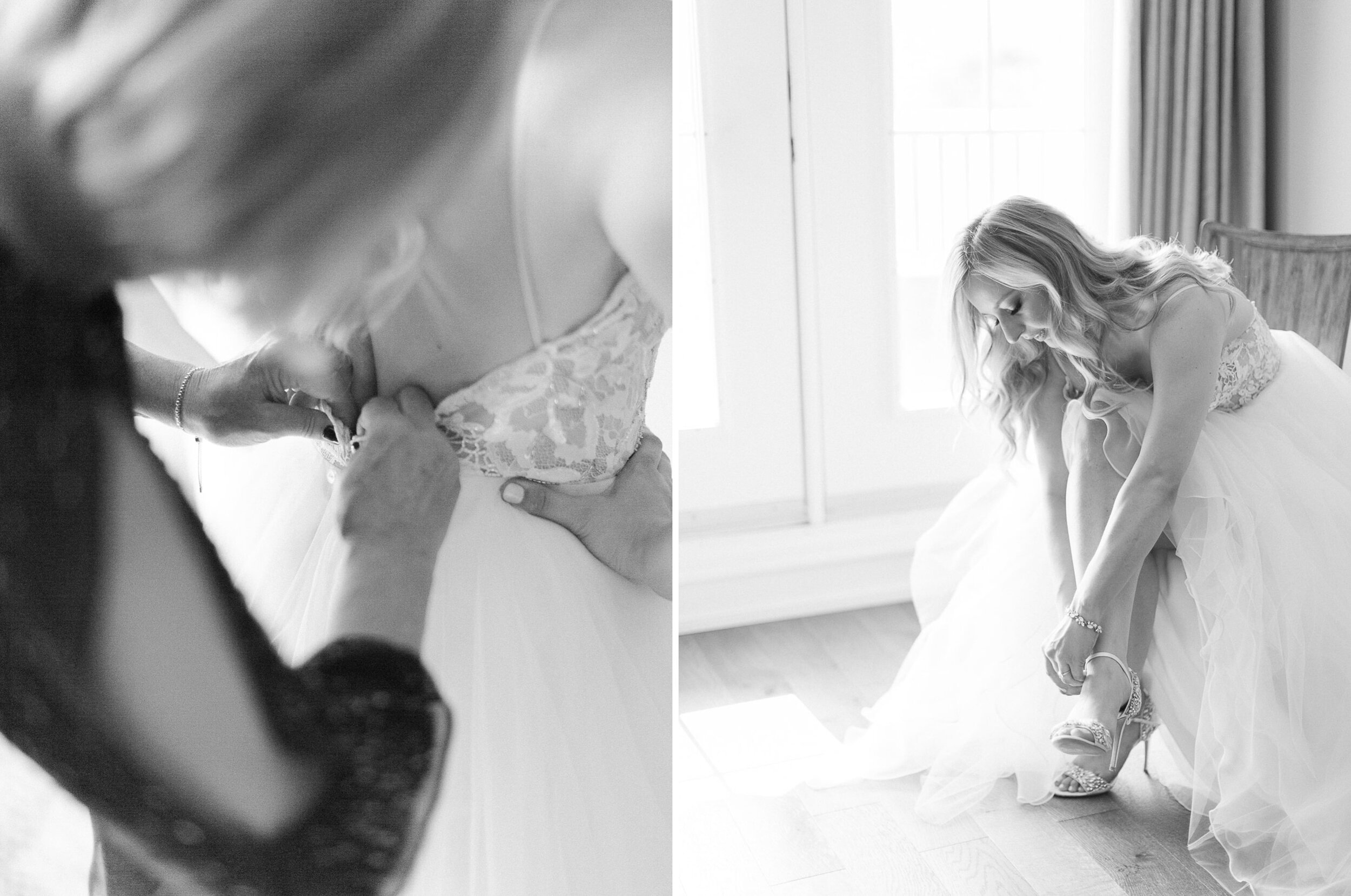 bride getting ready for a wedding at windermere house in muskoka