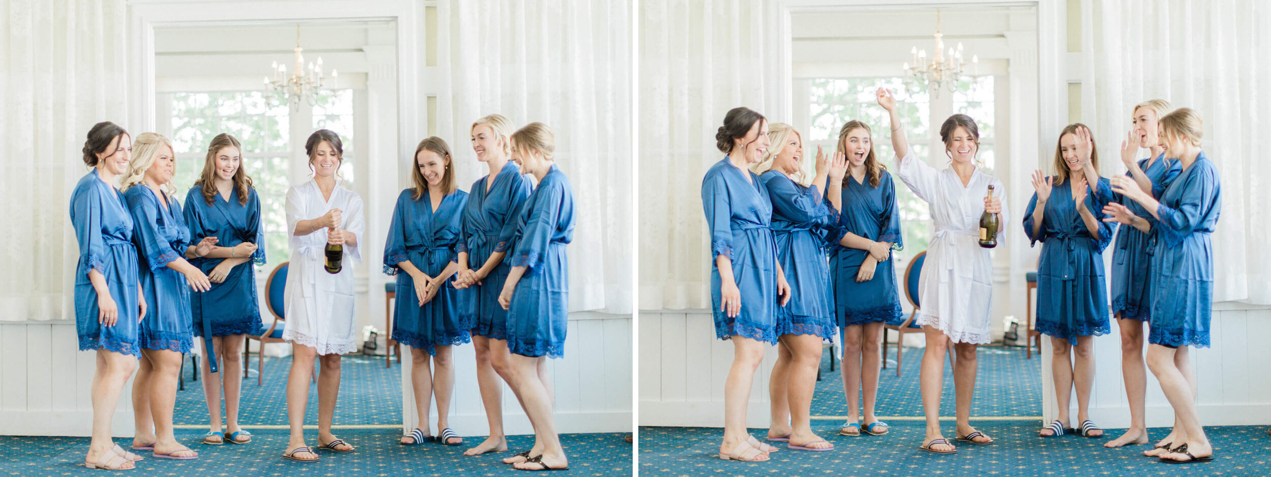 bridesmaids getting ready at a summer garden party wedding at the rcyc in toronto