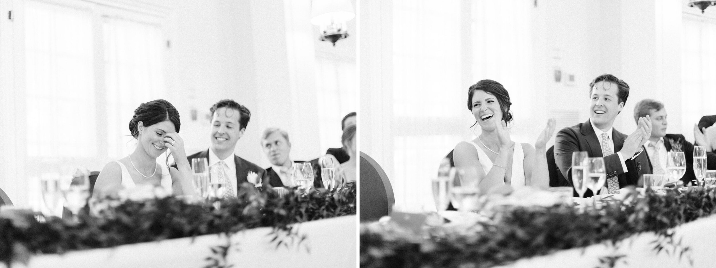 candid emotional reception photograph of speeches at a wedding at the rcyc toronto
