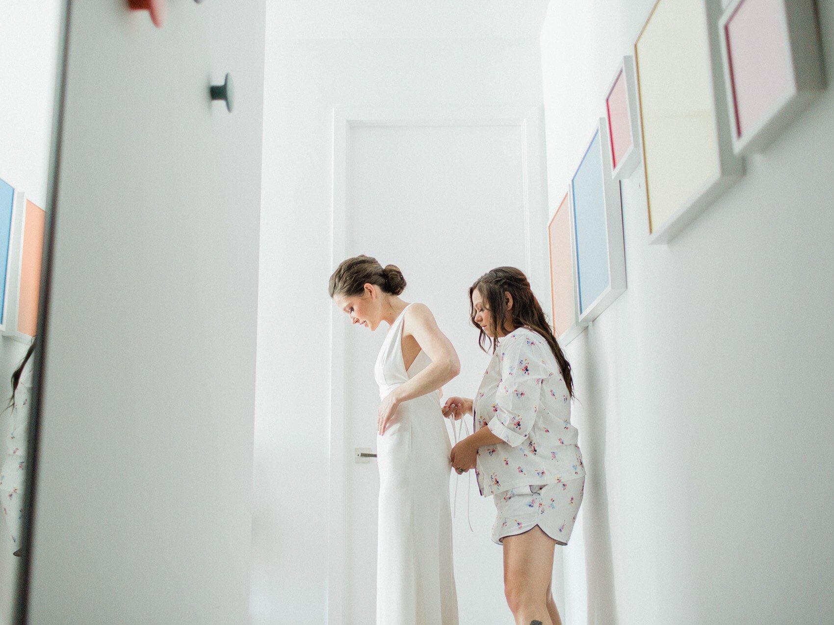 Candid bridal portrait from an intimate downtown toronto wedding at terroni restaurant