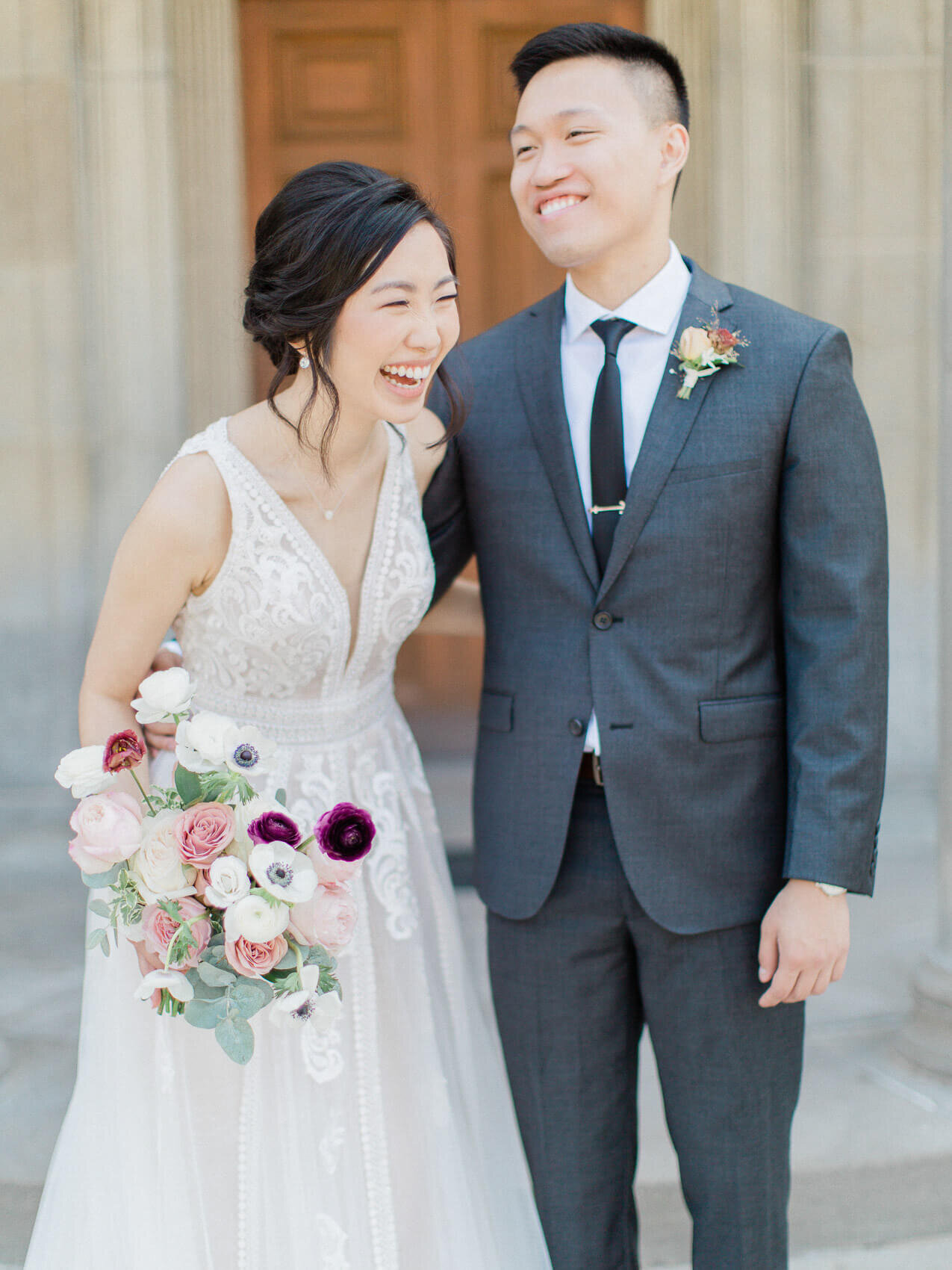 romantic couple posing naturally for their wedding photographs at the david dunlap observatory